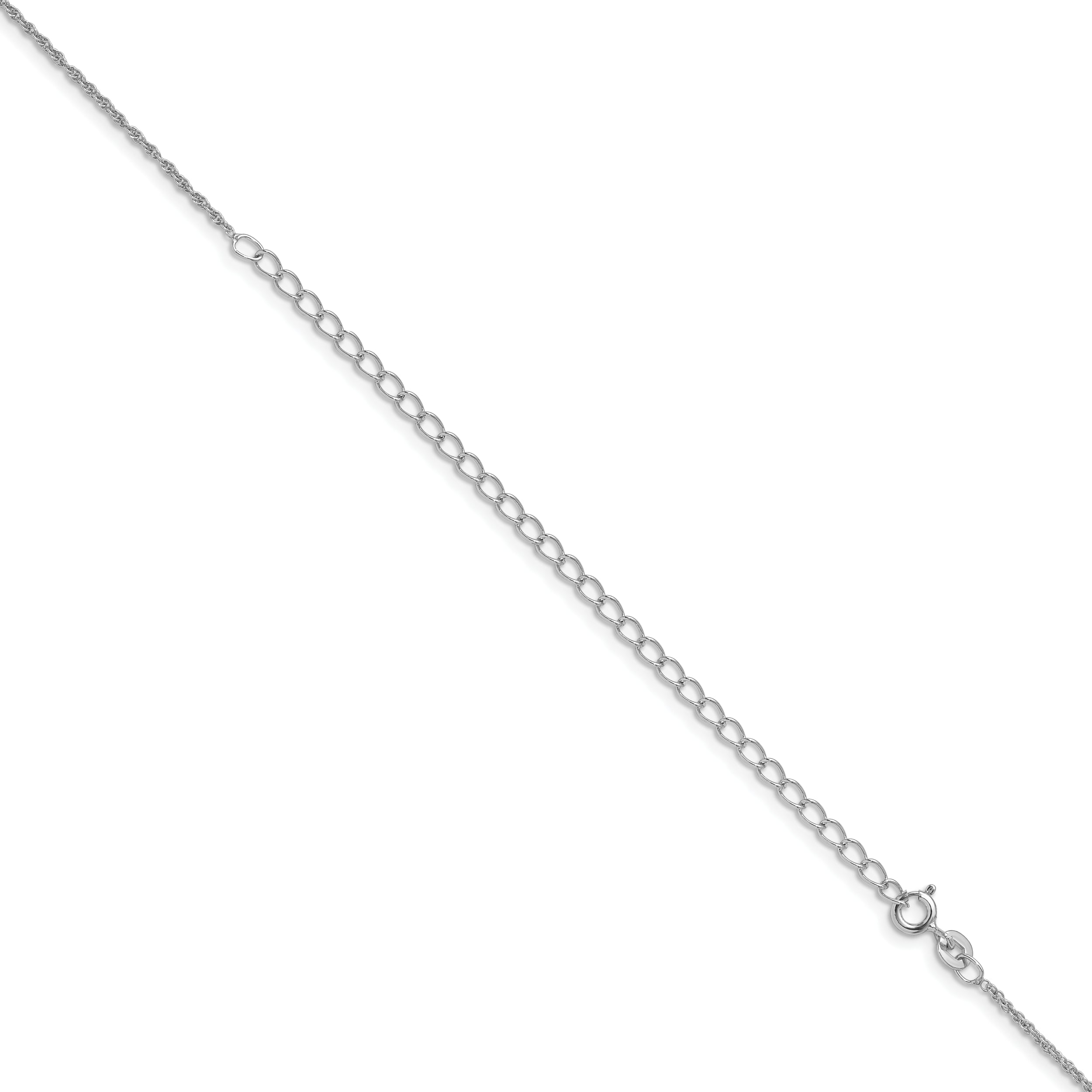 Sterling Silver Rhodium-plated 1.3mm Loose Rope Chain With 4in ext.