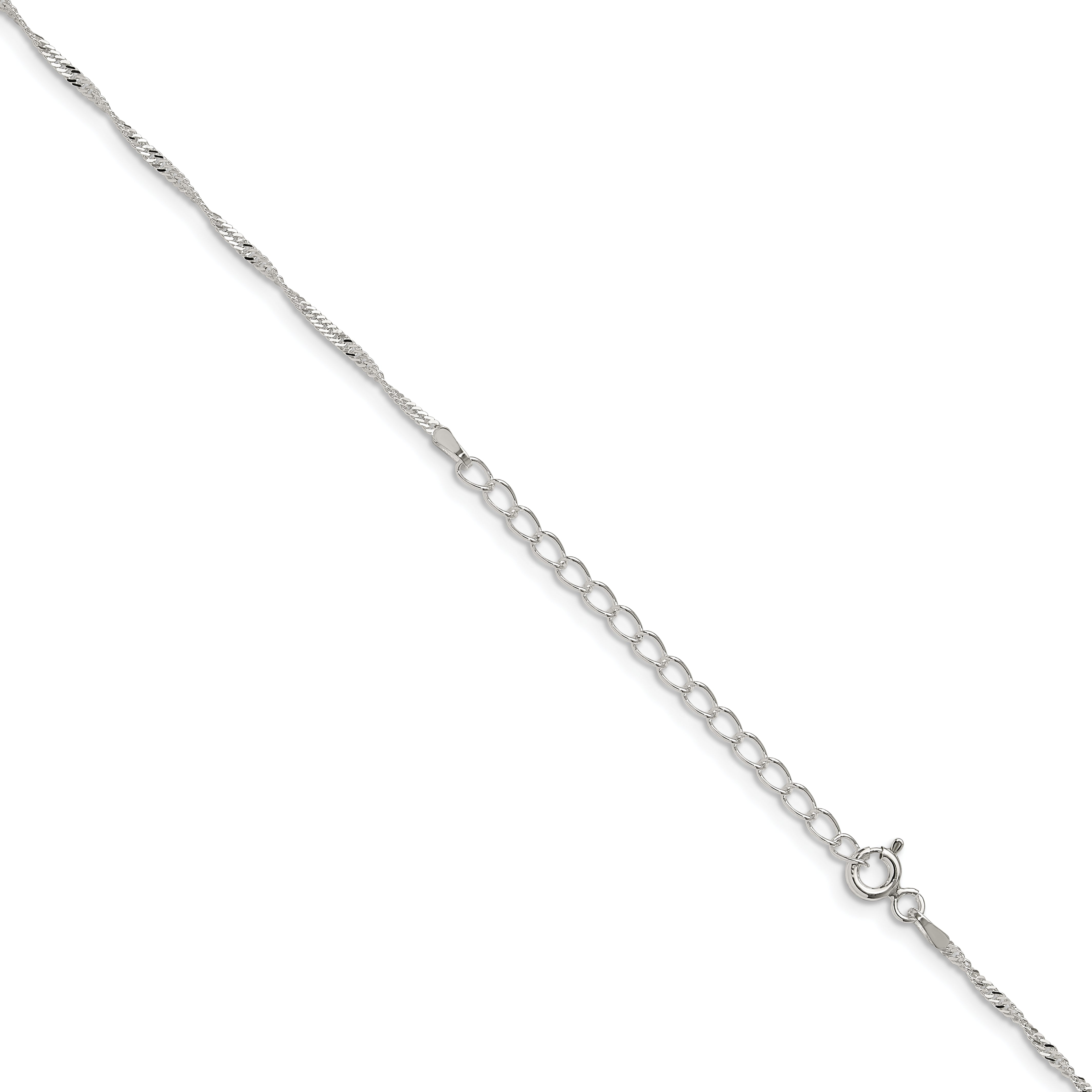 Sterling Silver 1.4mm Singapore Chain With 2in ext.