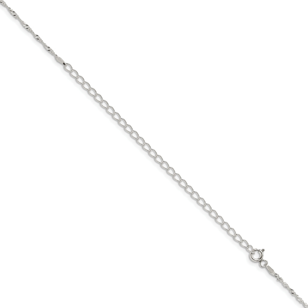 Sterling Silver 1.4mm Singapore Chain w/4in ext.