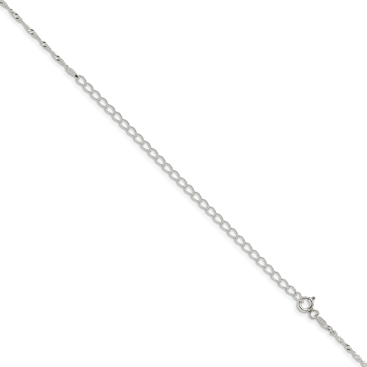 Sterling Silver 1.4mm Singapore Chain w/4in ext.