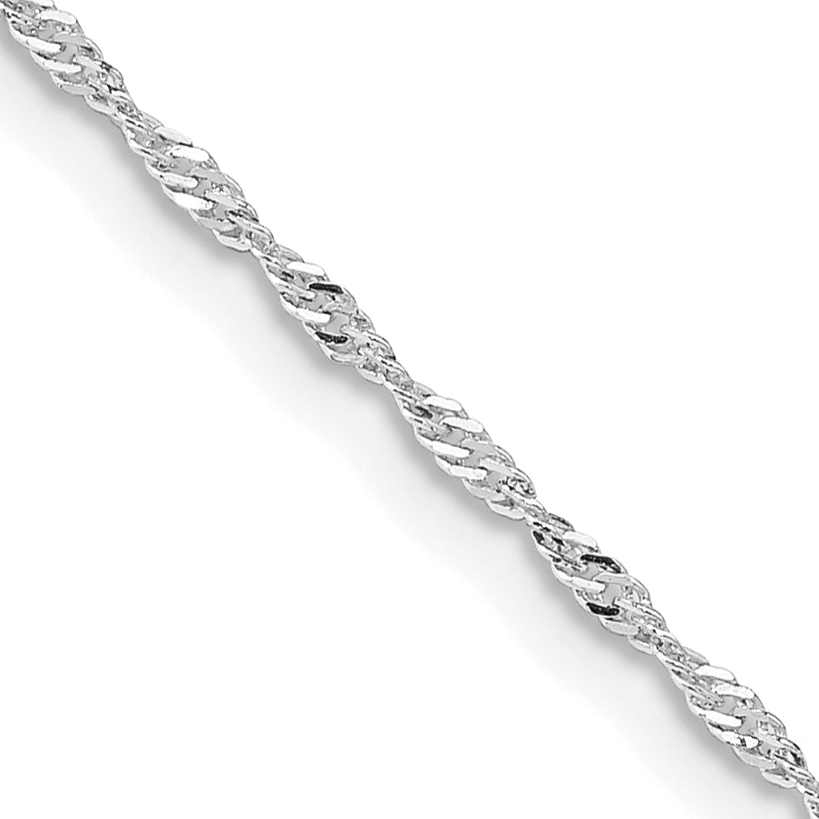 Sterling Silver Rhodium-Plated Singapore Chain Necklace 1.4mm