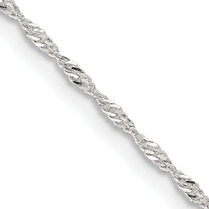 Sterling Silver Singapore Chain Necklace 1.4mm