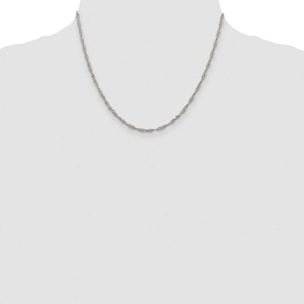 Sterling Silver Rhodium-plated 2.25mm Singapore Chain
