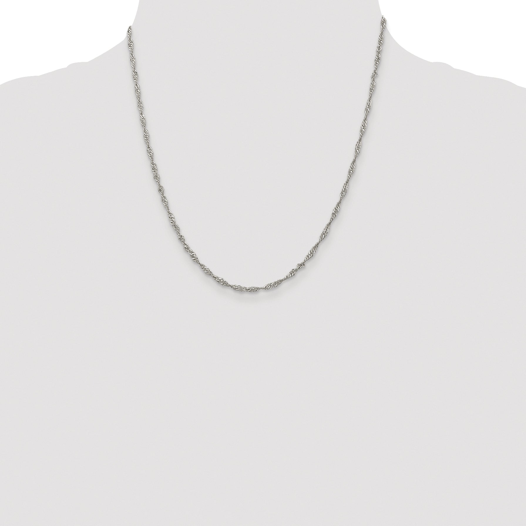 Sterling Silver Rhodium-plated 2.25mm Singapore Chain
