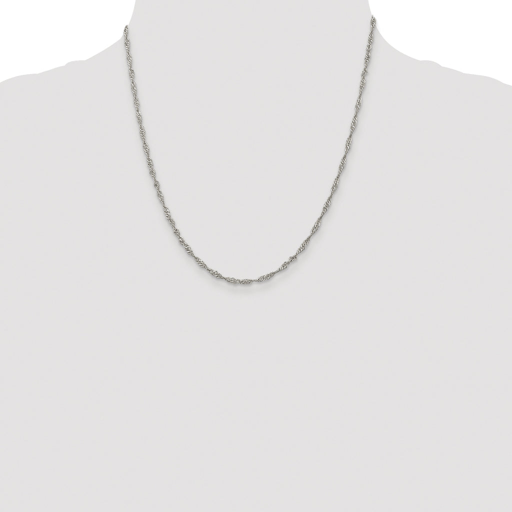 Sterling Silver Rhodium-plated 2.25mm Singapore Chain