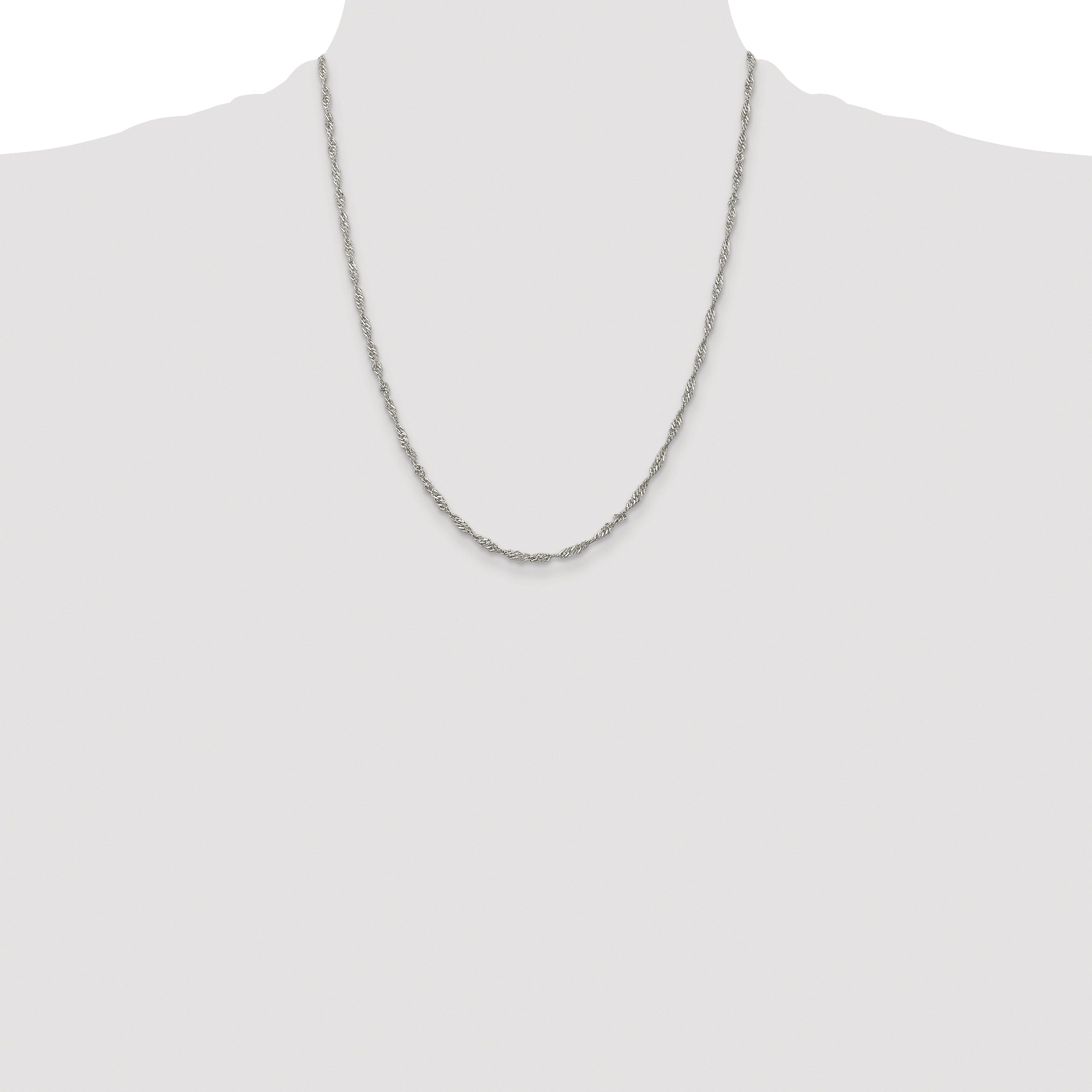 Sterling Silver Rhodium-plated 2.25mm Singapore Chain
