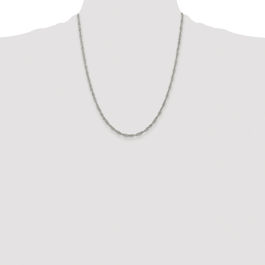 Sterling Silver Rhodium-plated 2.25mm Singapore Chain