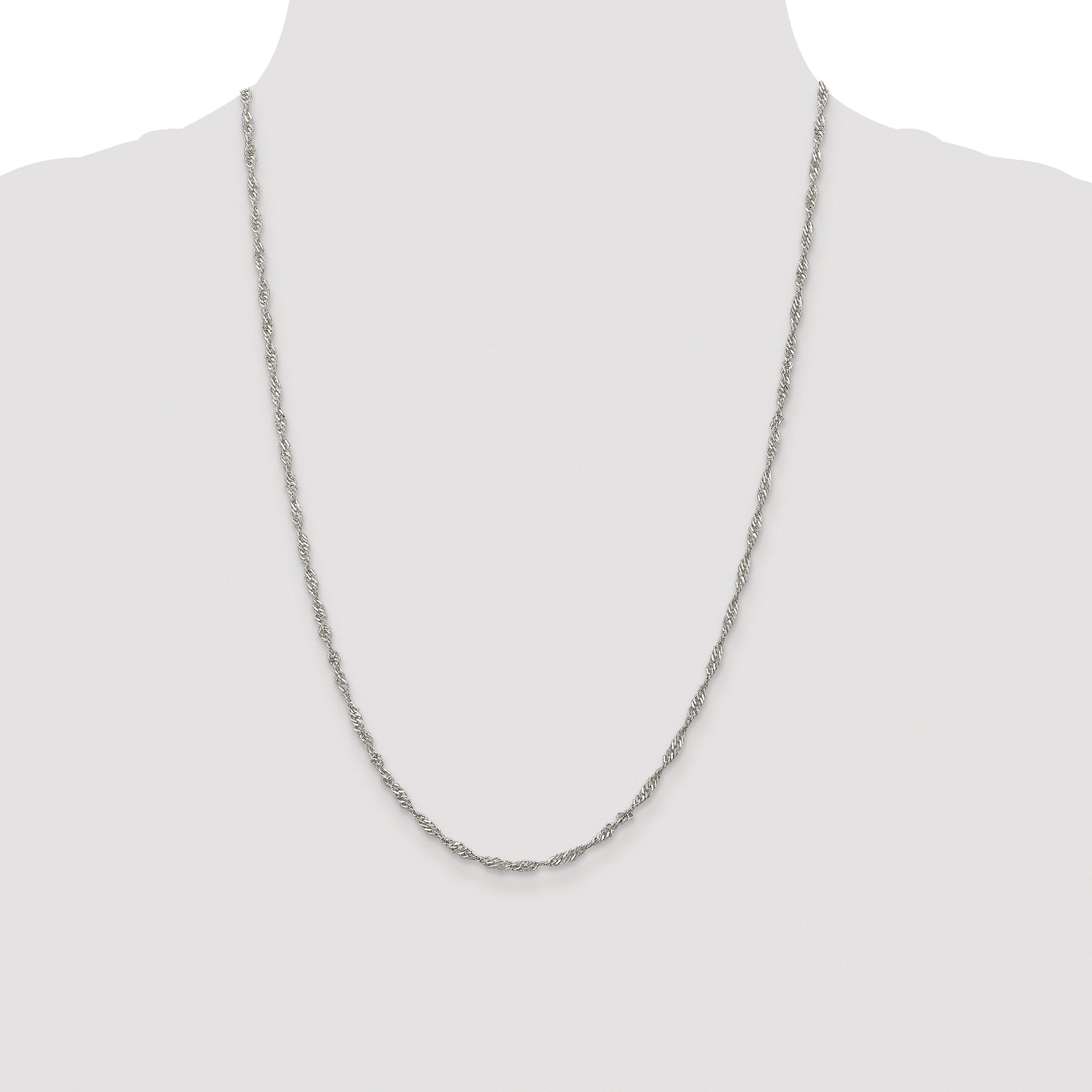 Sterling Silver Rhodium-plated 2.25mm Singapore Chain