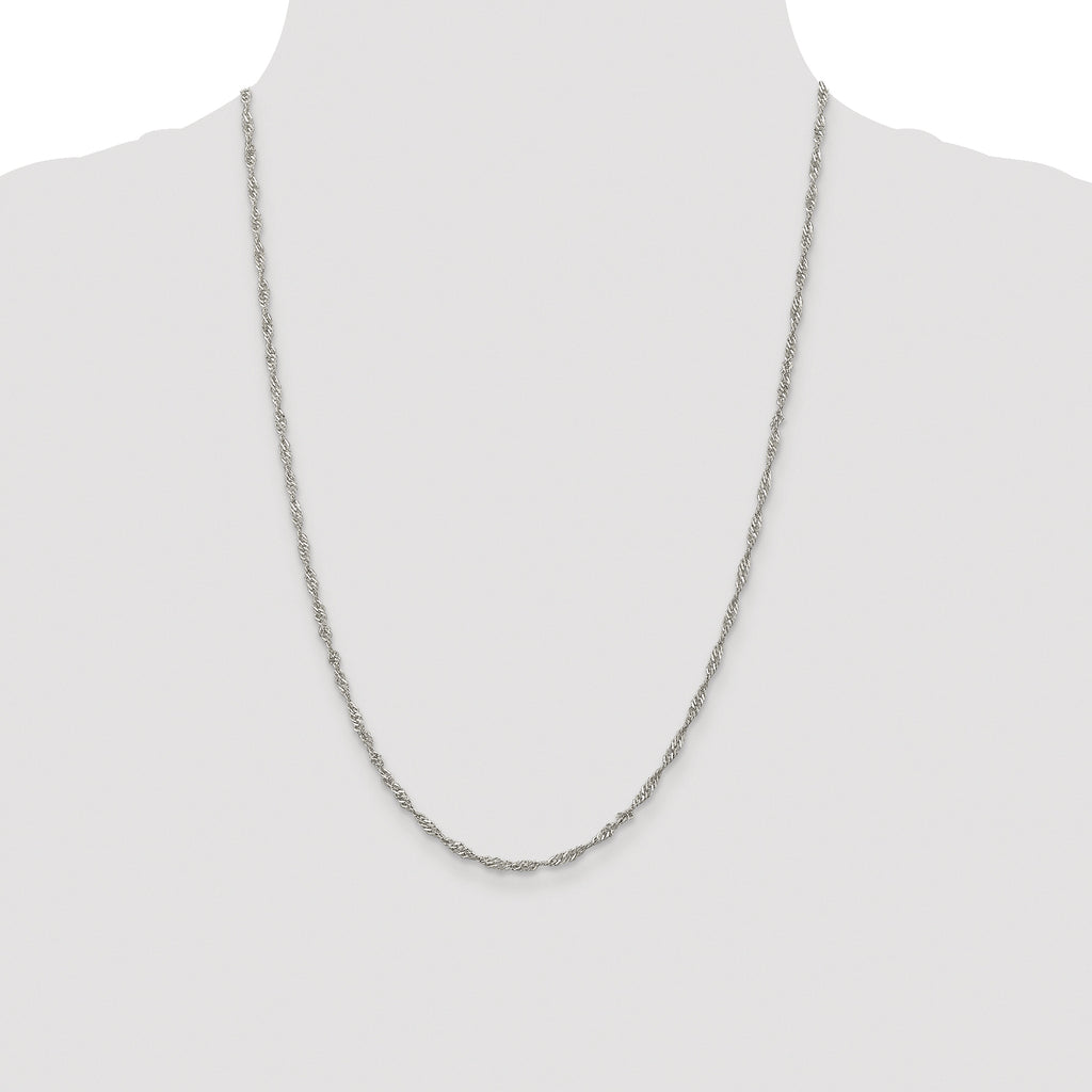 Sterling Silver Rhodium-plated 2.25mm Singapore Chain