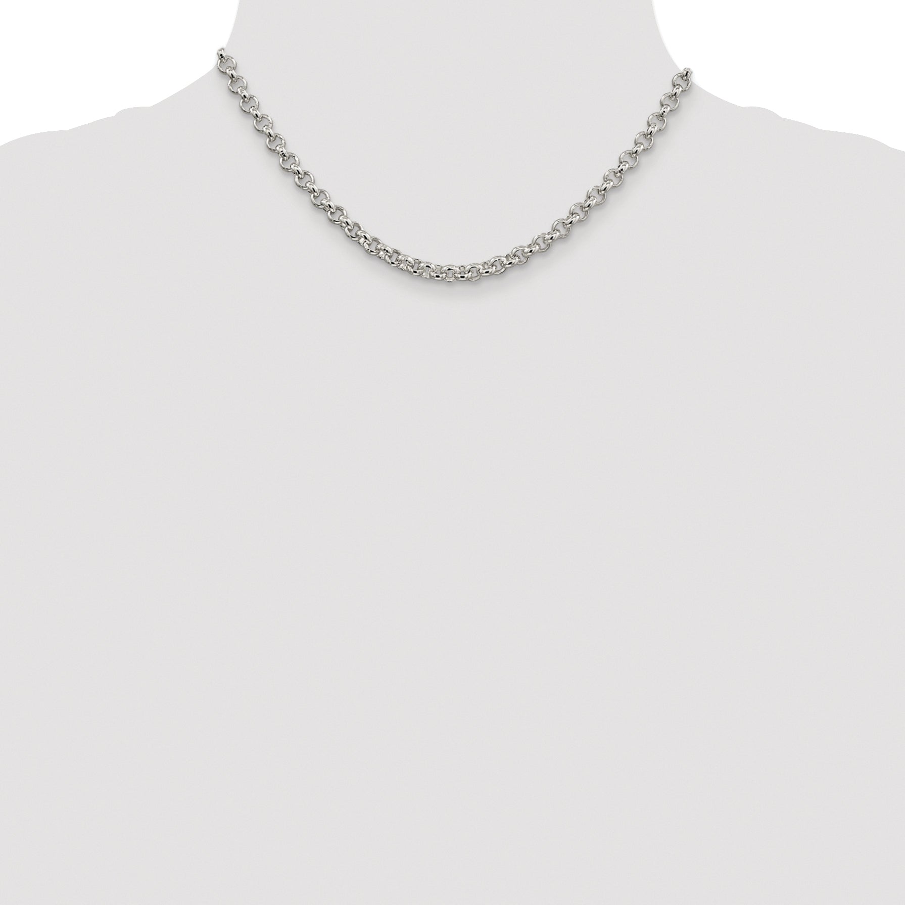 Sterling Silver Rhodium-plated 5mm Rolo Chain