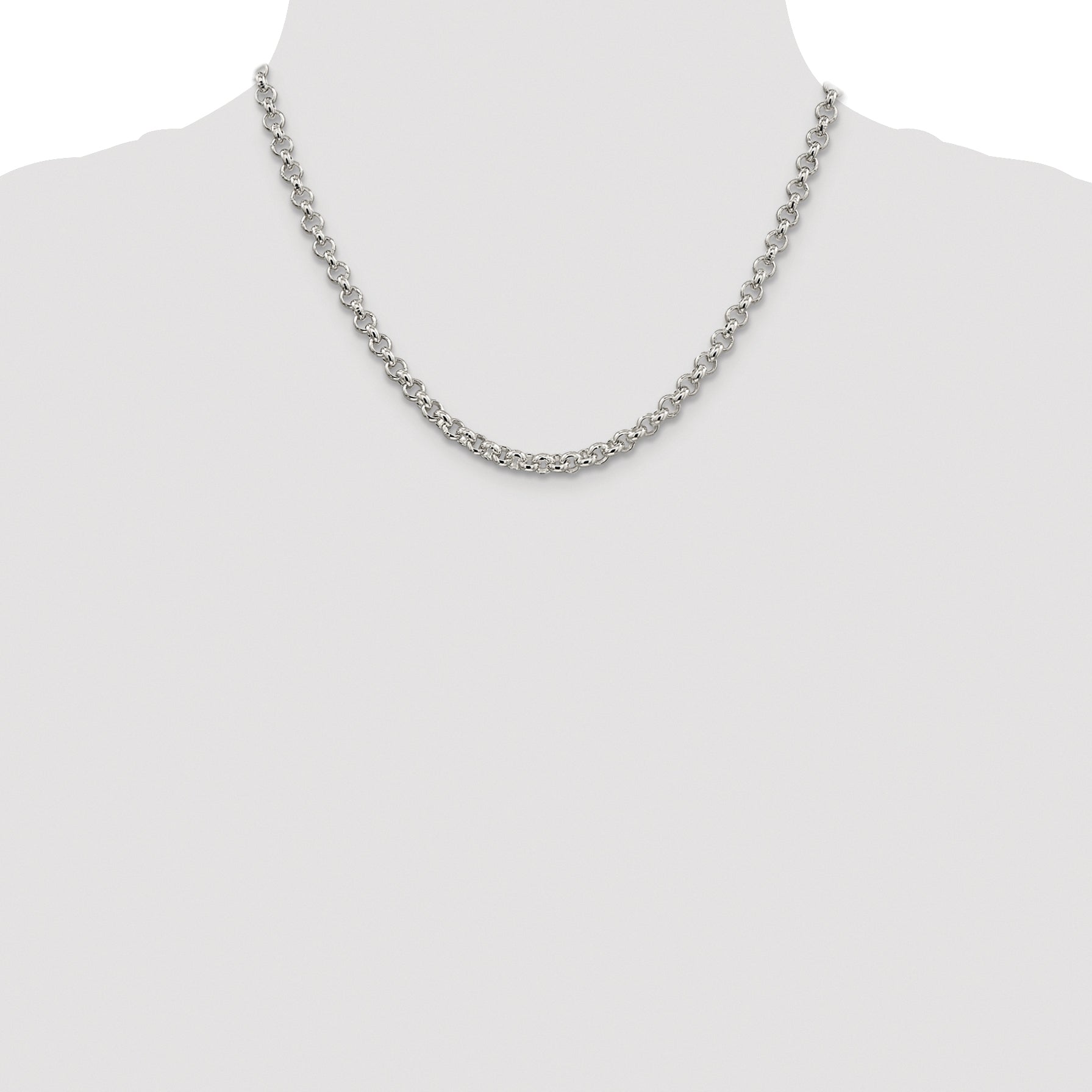 Sterling Silver Rhodium-plated 5mm Rolo Chain