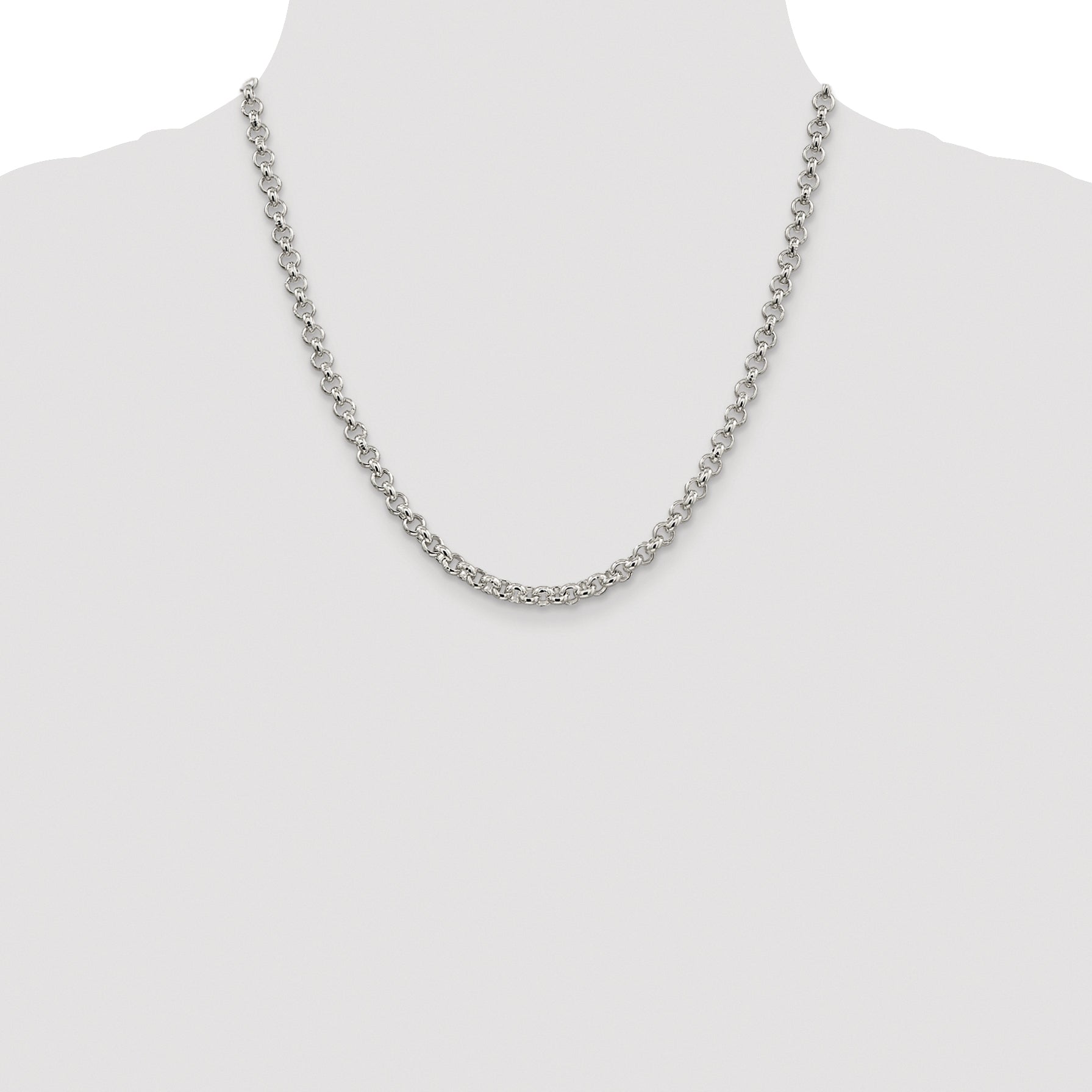 Sterling Silver Rhodium-plated 5mm Rolo Chain
