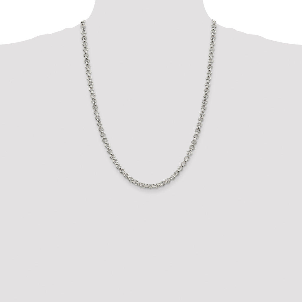 Sterling Silver Rhodium-plated 5mm Rolo Chain