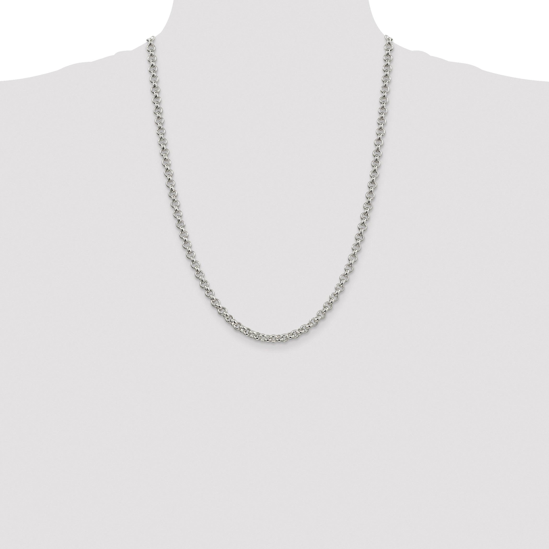 Sterling Silver Rhodium-plated 5mm Rolo Chain