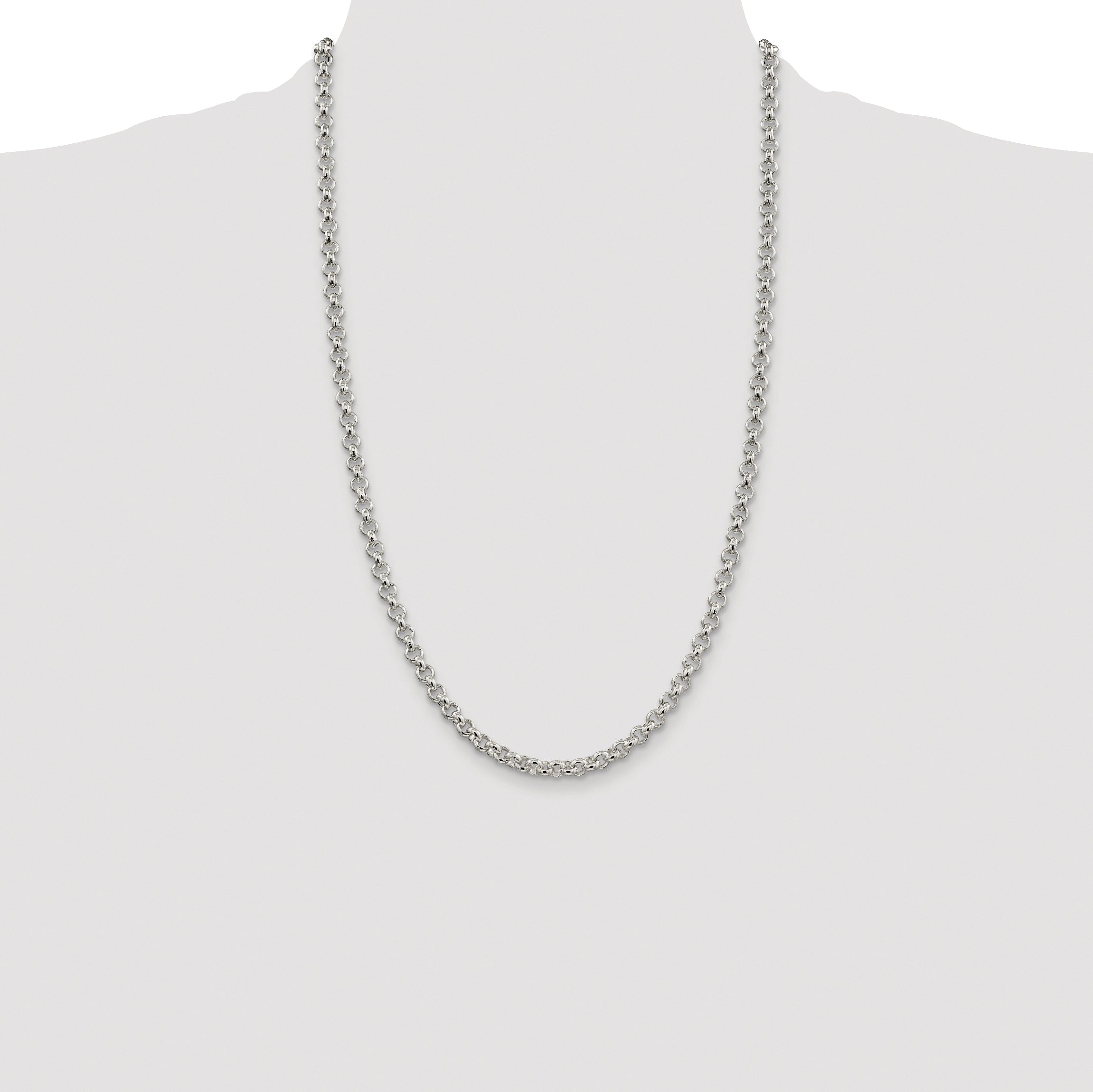 Sterling Silver Rhodium-plated 5mm Rolo Chain