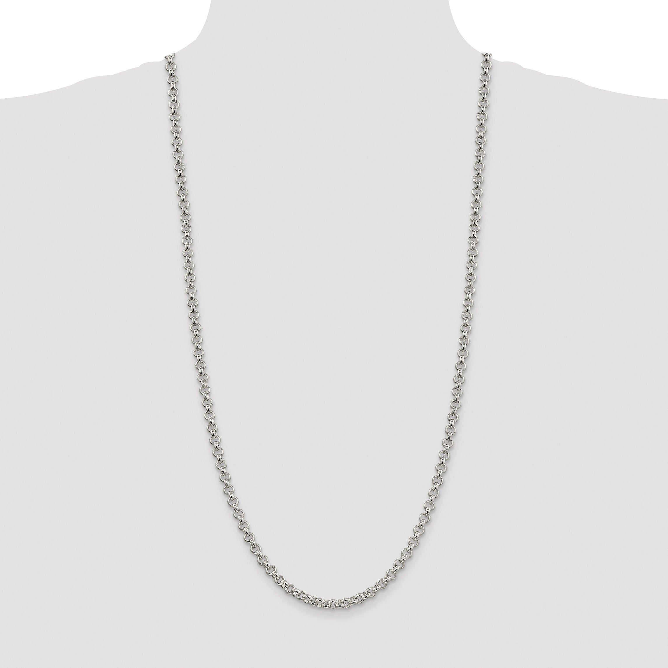 Sterling Silver Rhodium-plated 5mm Rolo Chain