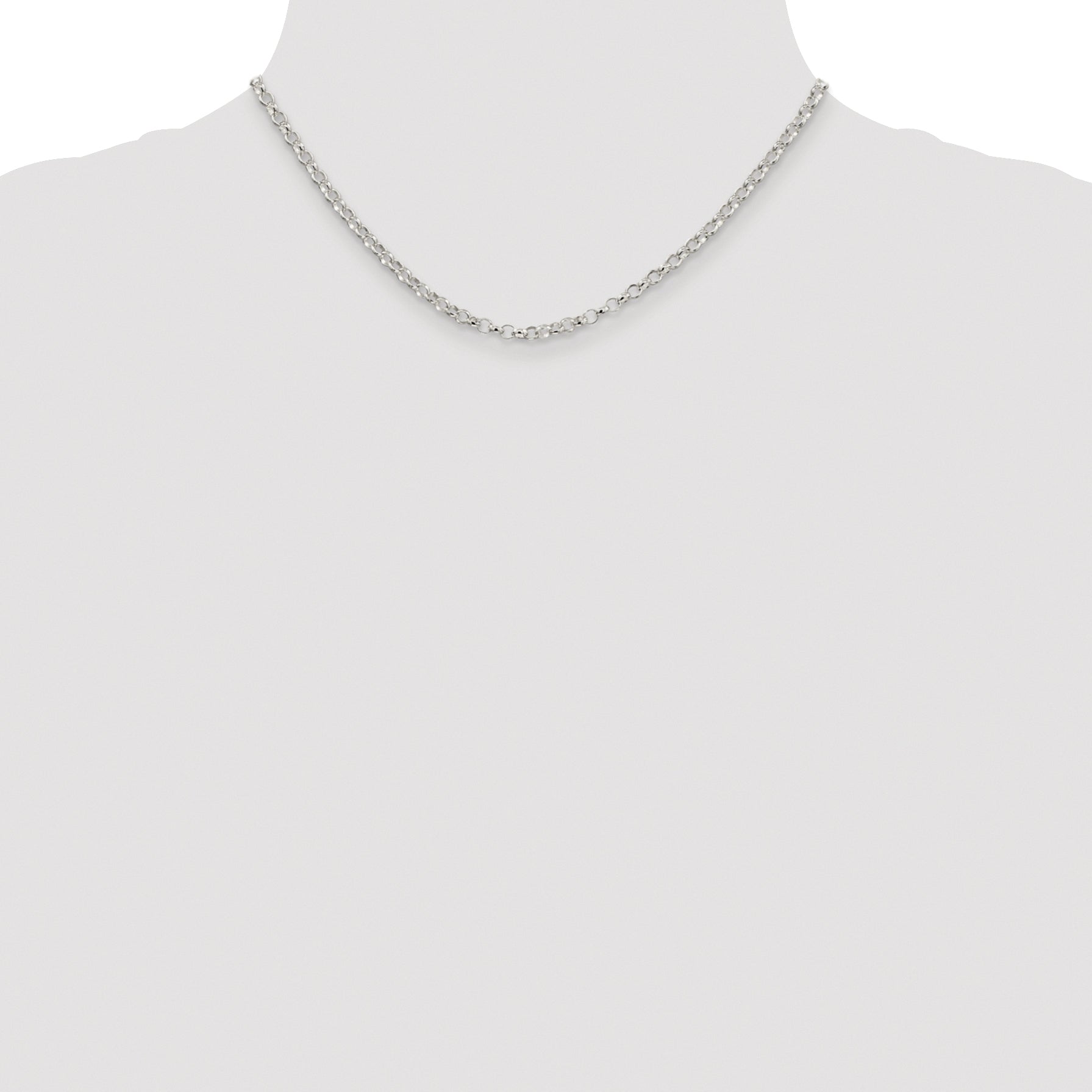 Sterling Silver Rhodium-plated 3.5mm Rolo Chain