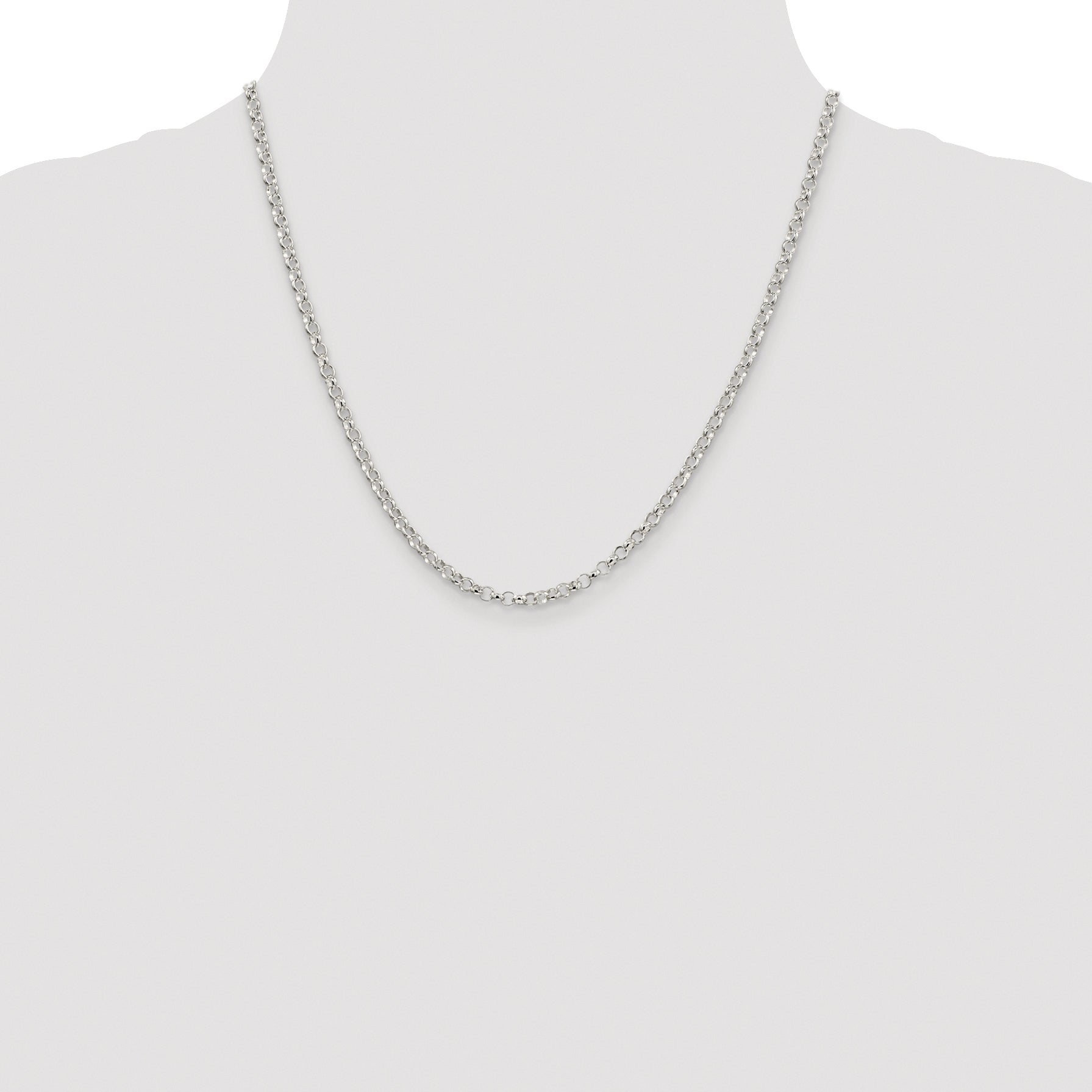 Sterling Silver Rhodium-plated 3.5mm Rolo Chain
