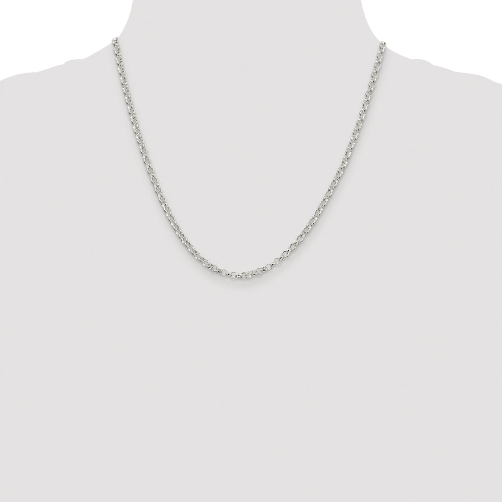 Sterling Silver Rhodium-plated 3.5mm Rolo Chain
