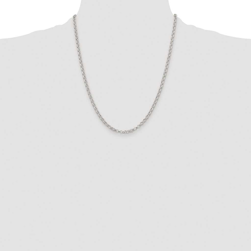 Sterling Silver Rhodium-plated 3.5mm Rolo Chain