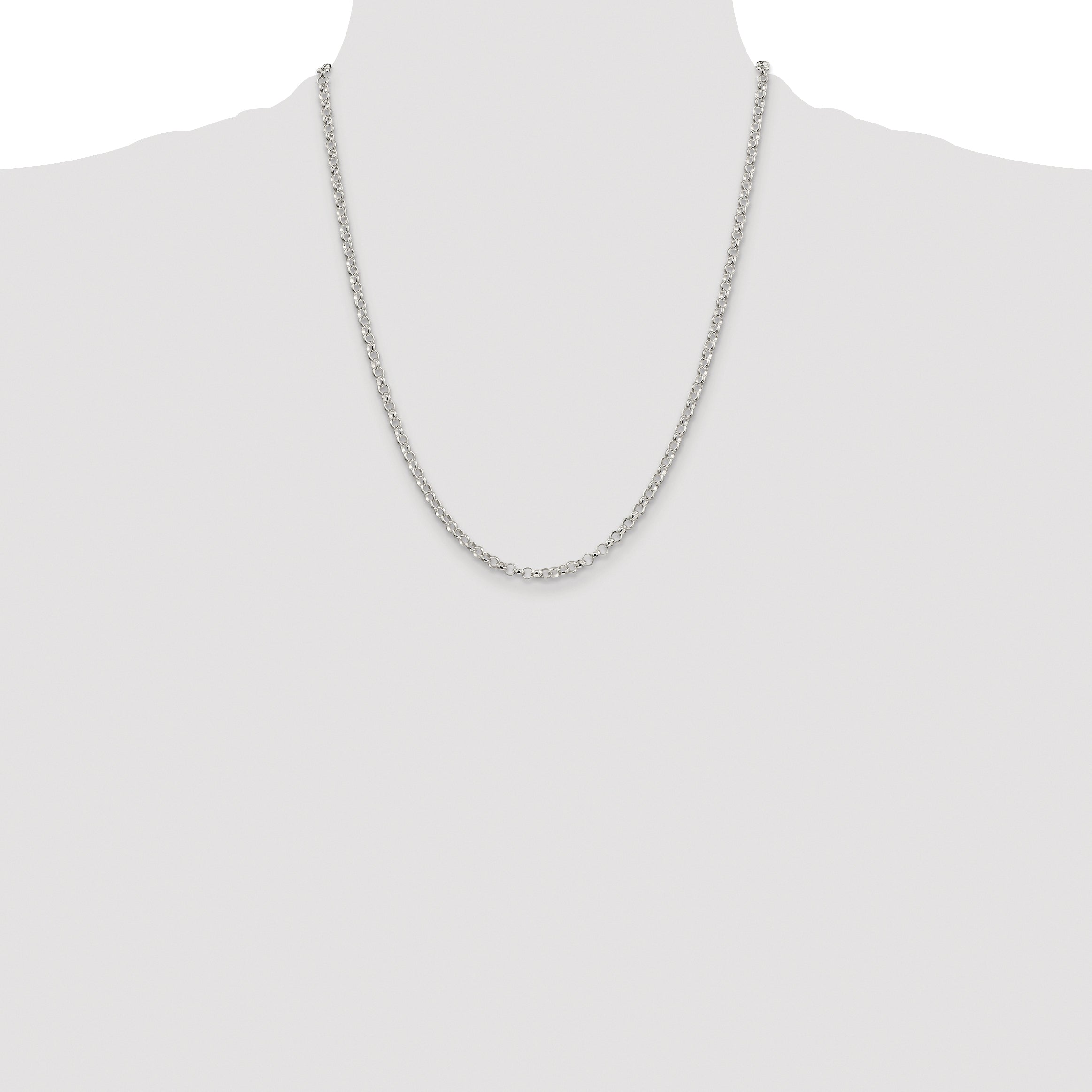 Sterling Silver Rhodium-plated 3.5mm Rolo Chain