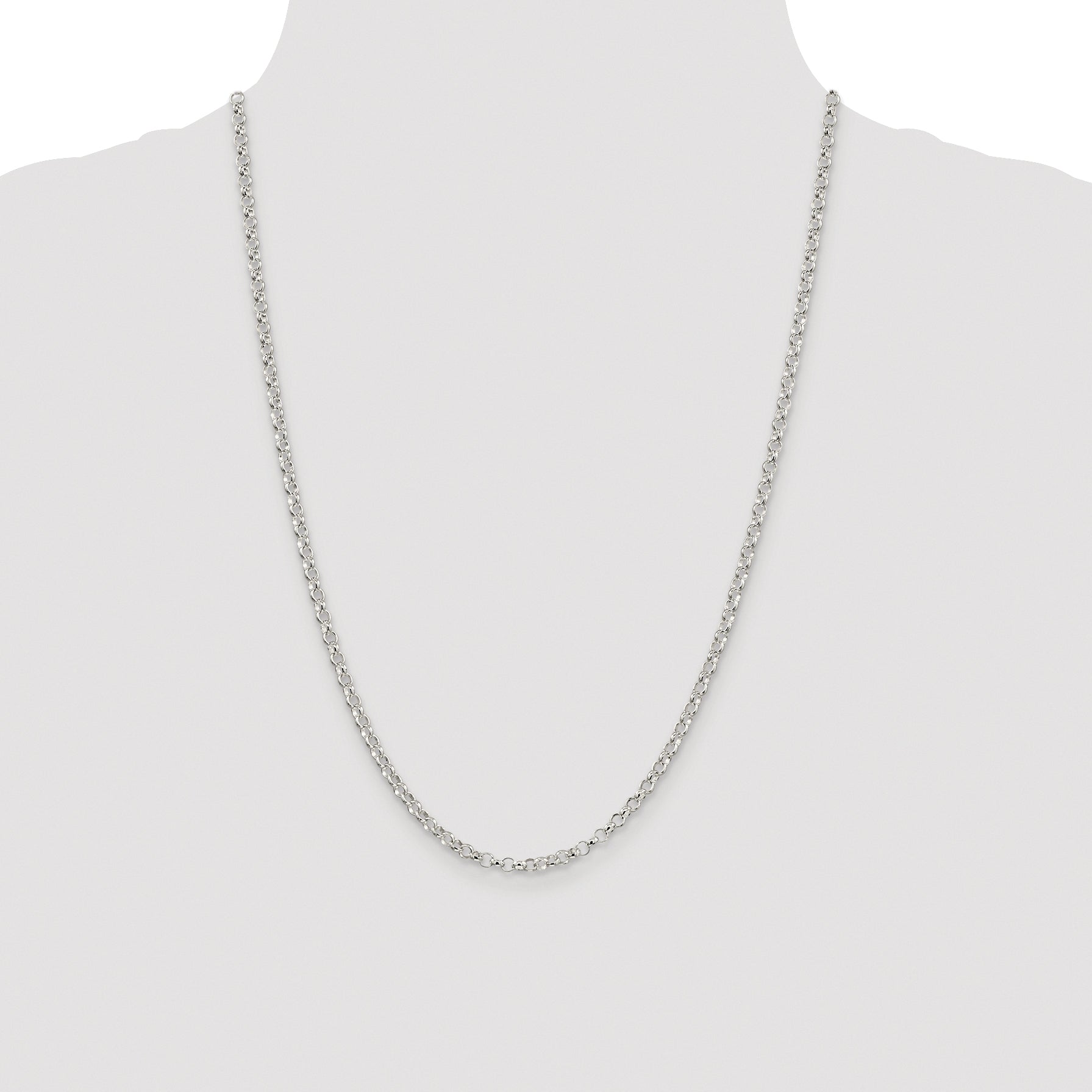 Sterling Silver Rhodium-plated 3.5mm Rolo Chain