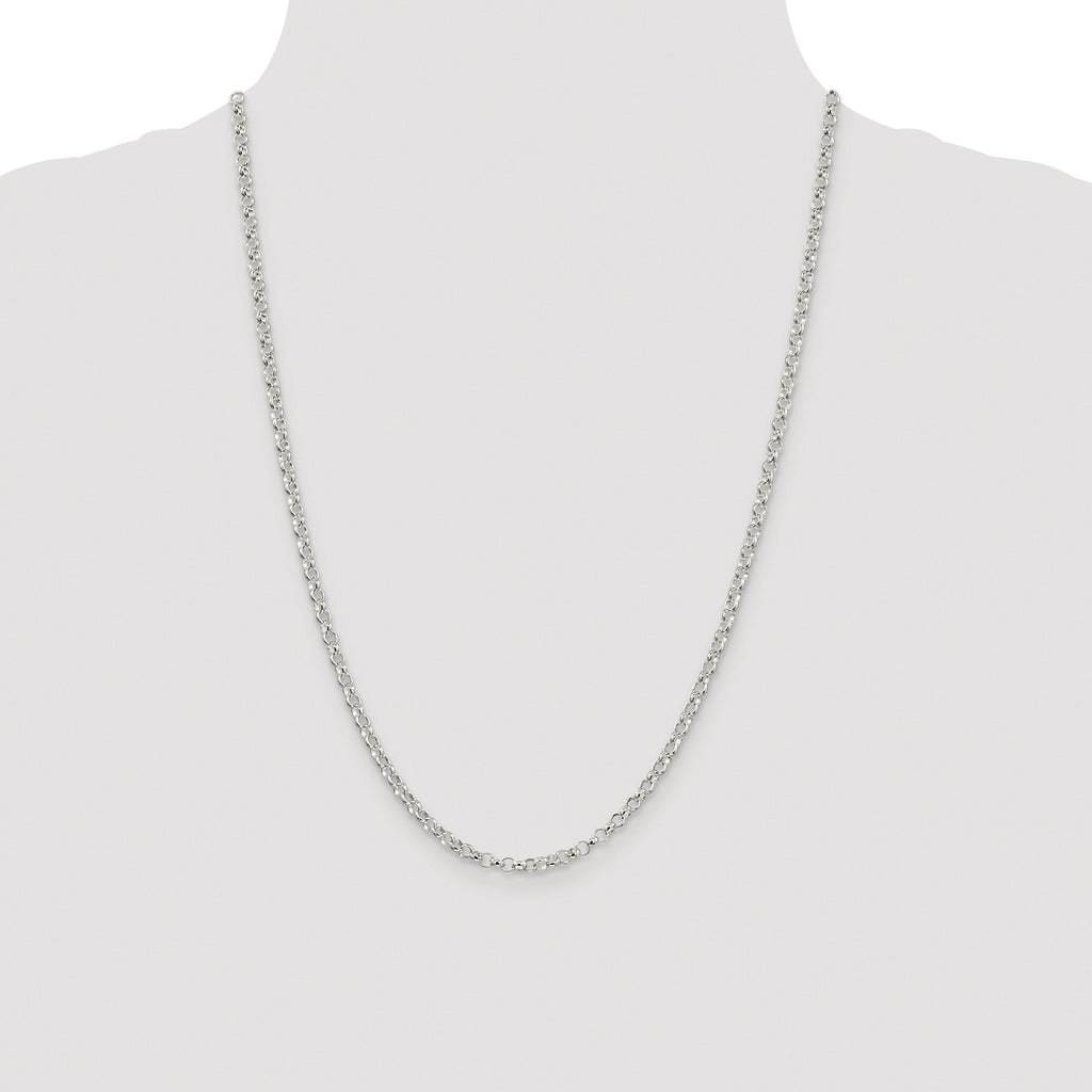 Sterling Silver Rhodium-plated 3.5mm Rolo Chain