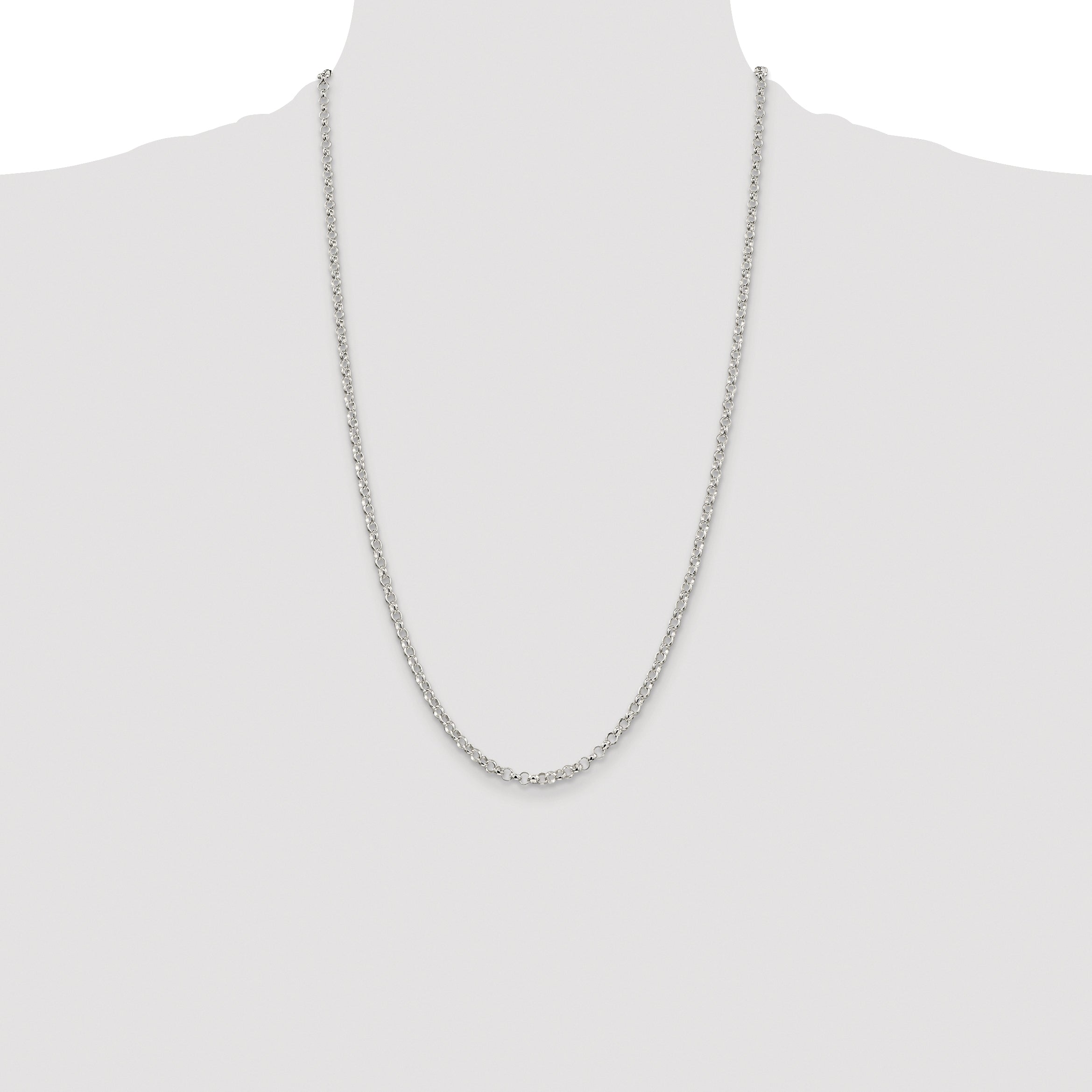 Sterling Silver Rhodium-plated 3.5mm Rolo Chain