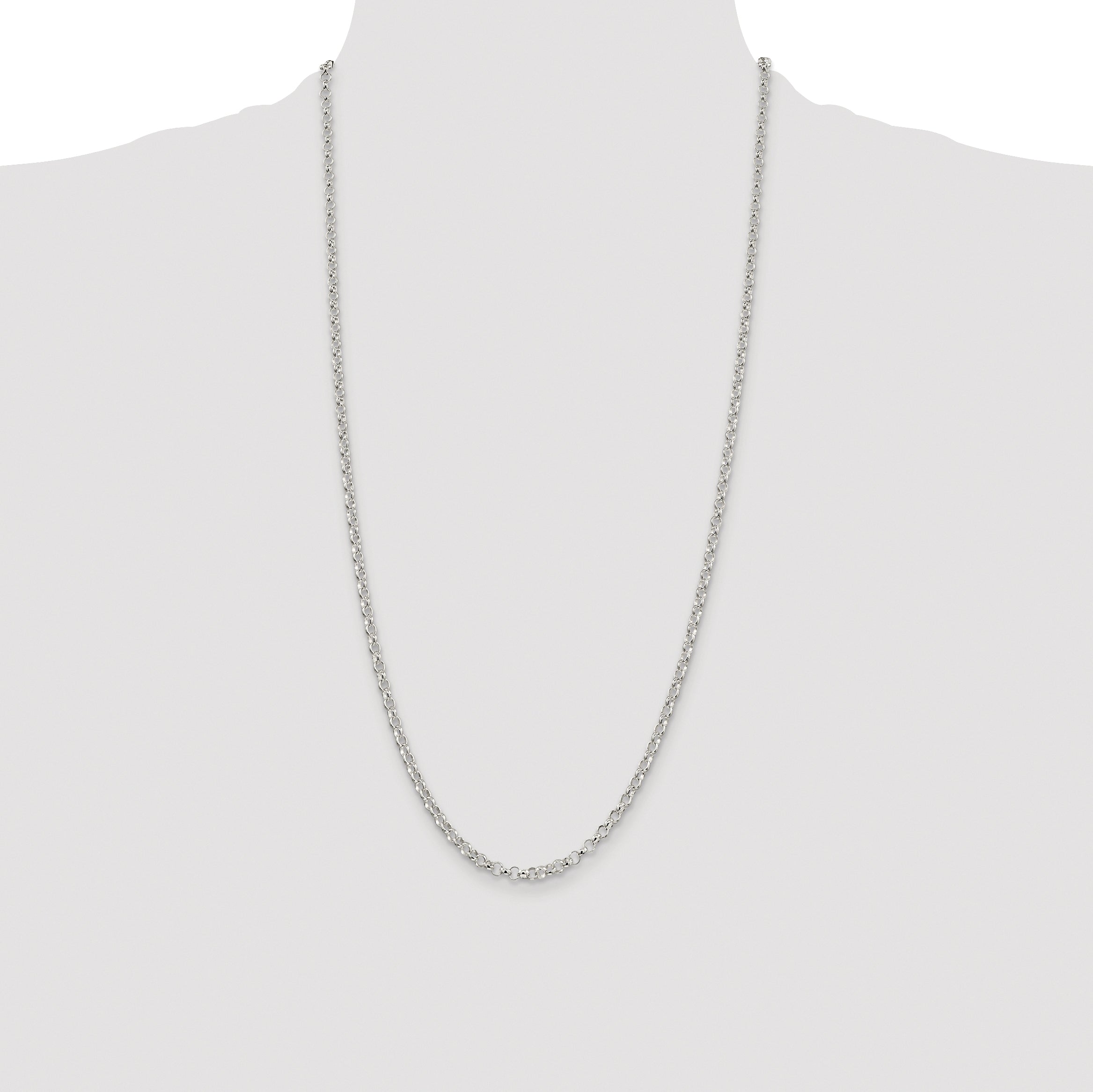 Sterling Silver Rhodium-plated 3.5mm Rolo Chain
