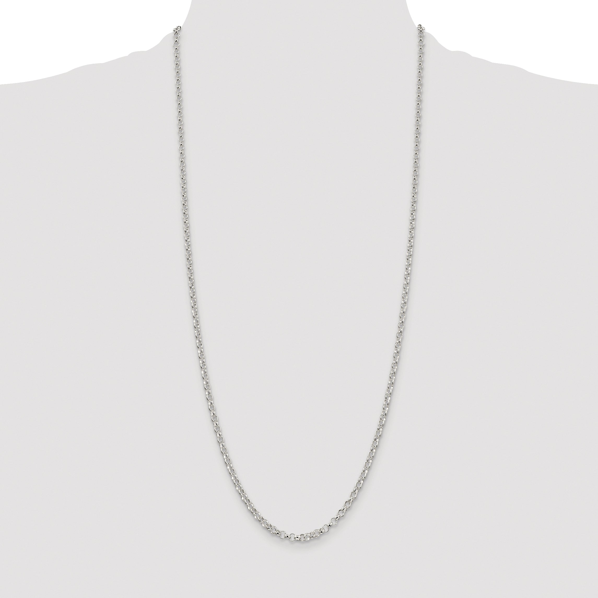 Sterling Silver Rhodium-plated 3.5mm Rolo Chain