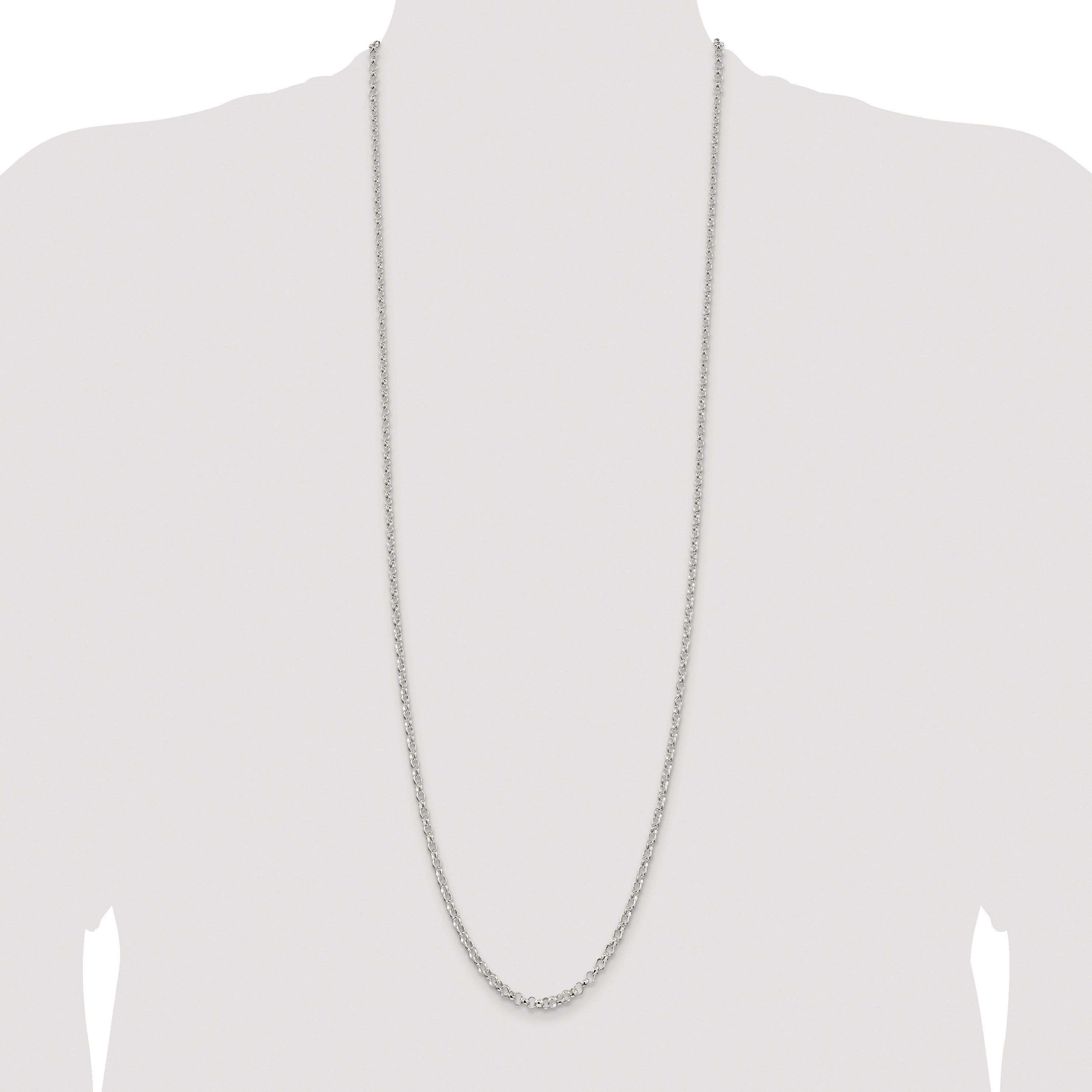 Sterling Silver Rhodium-plated 3.5mm Rolo Chain