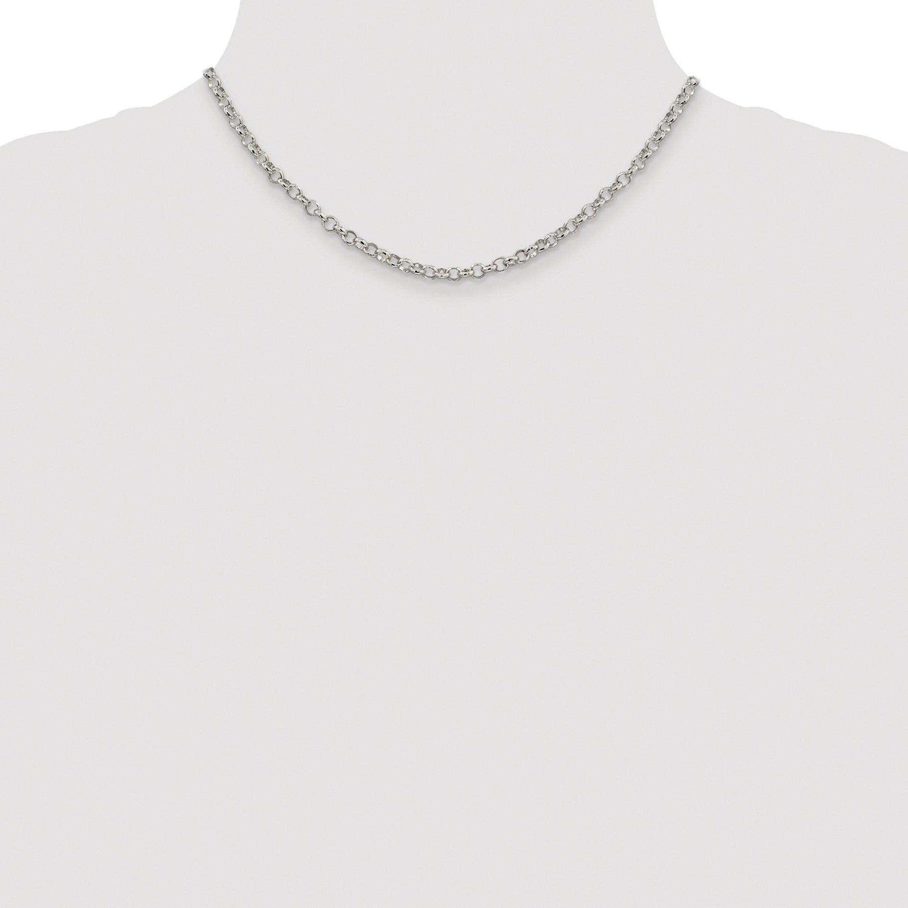 Sterling Silver Rhodium-plated 4mm Rolo Chain