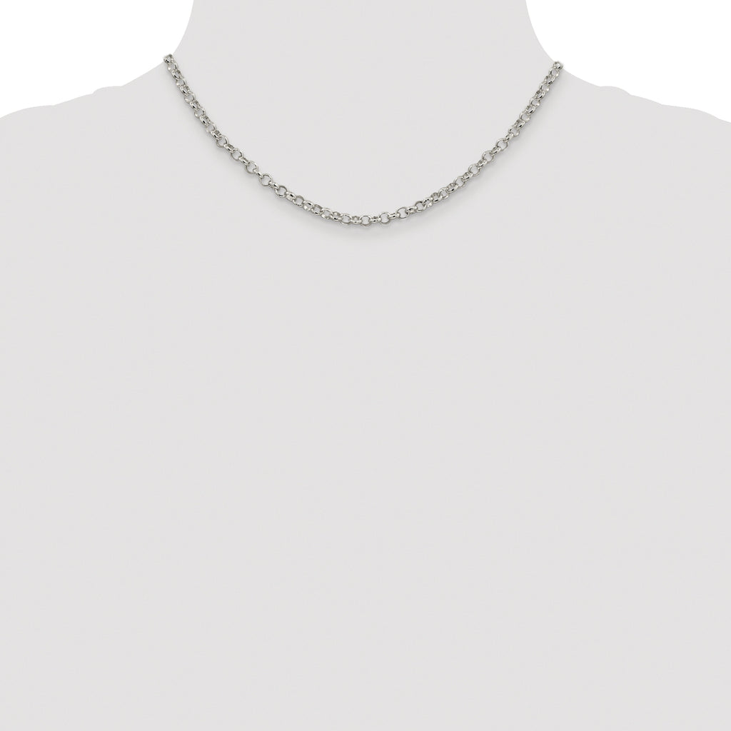 Sterling Silver Rhodium-plated 4mm Rolo Chain