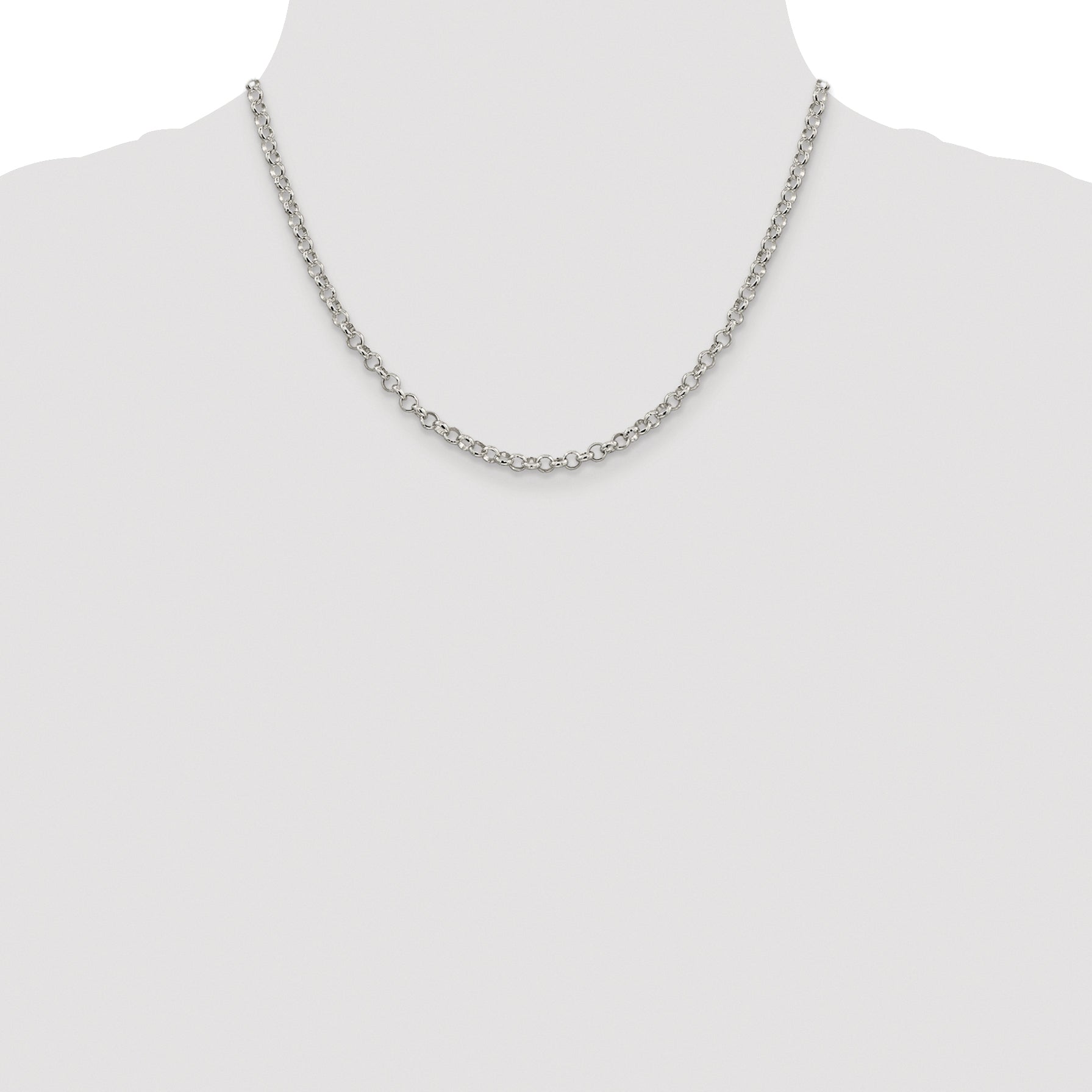 Sterling Silver Rhodium-plated 4mm Rolo Chain