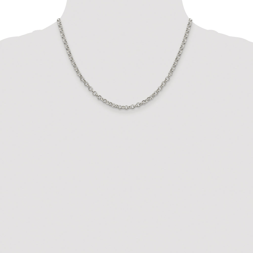 Sterling Silver Rhodium-plated 4mm Rolo Chain