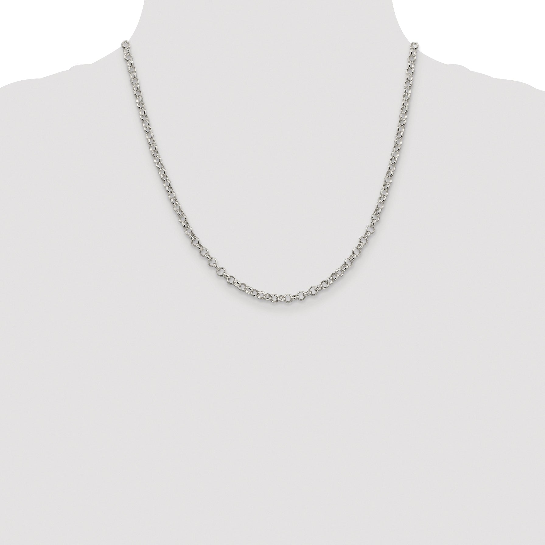 Sterling Silver Rhodium-plated 4mm Rolo Chain