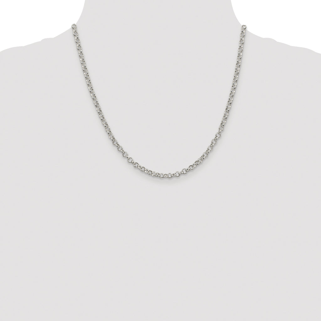 Sterling Silver Rhodium-plated 4mm Rolo Chain