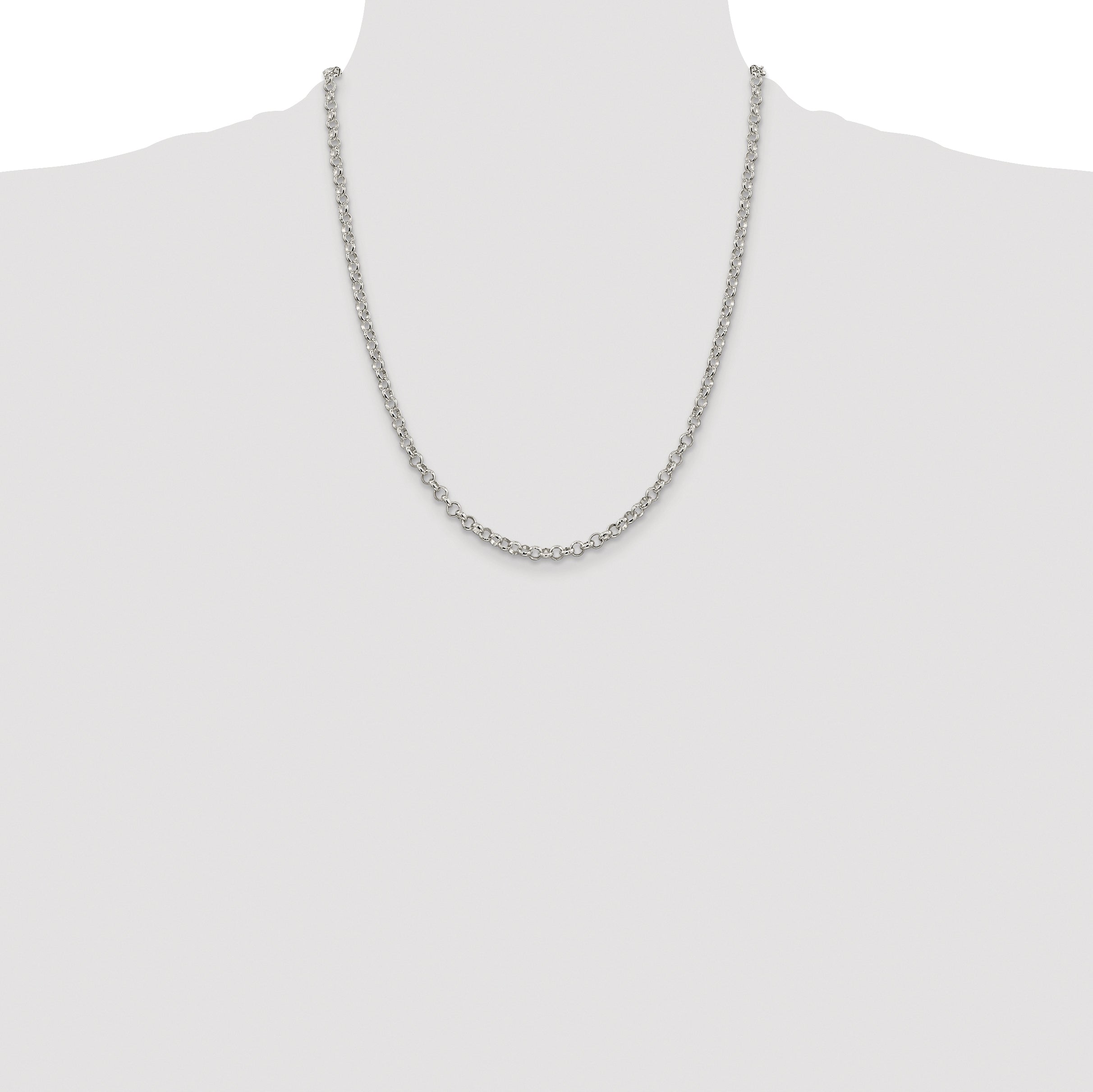 Sterling Silver Rhodium-plated 4mm Rolo Chain