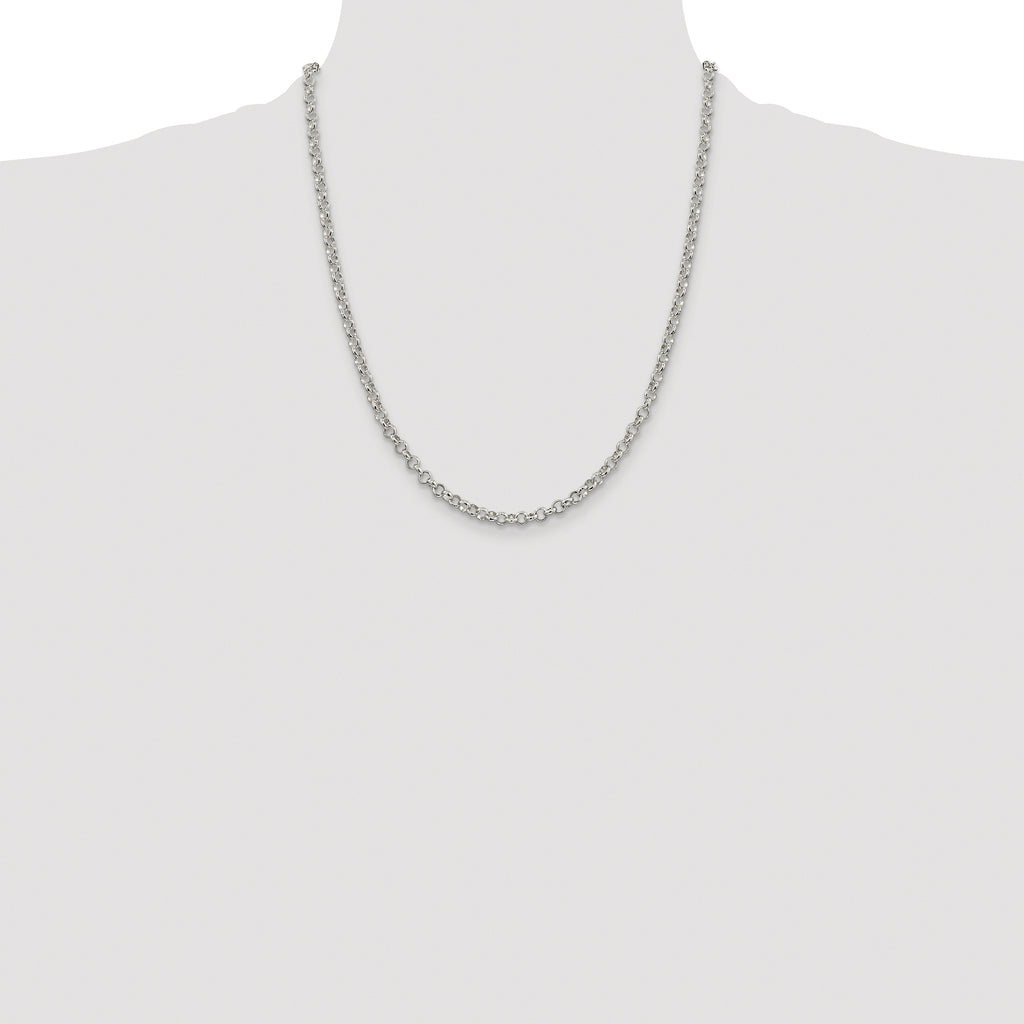 Sterling Silver Rhodium-plated 4mm Rolo Chain