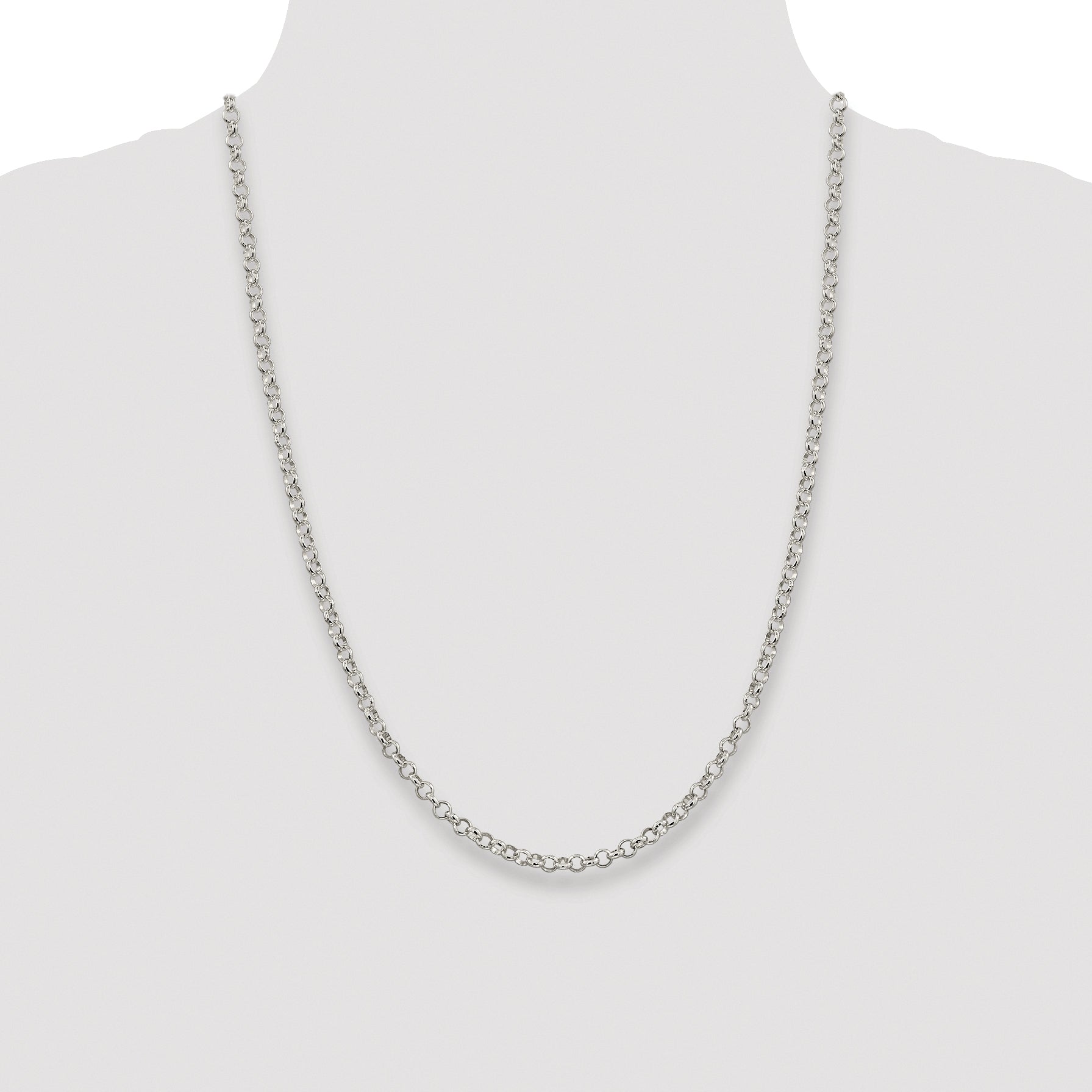 Sterling Silver Rhodium-plated 4mm Rolo Chain