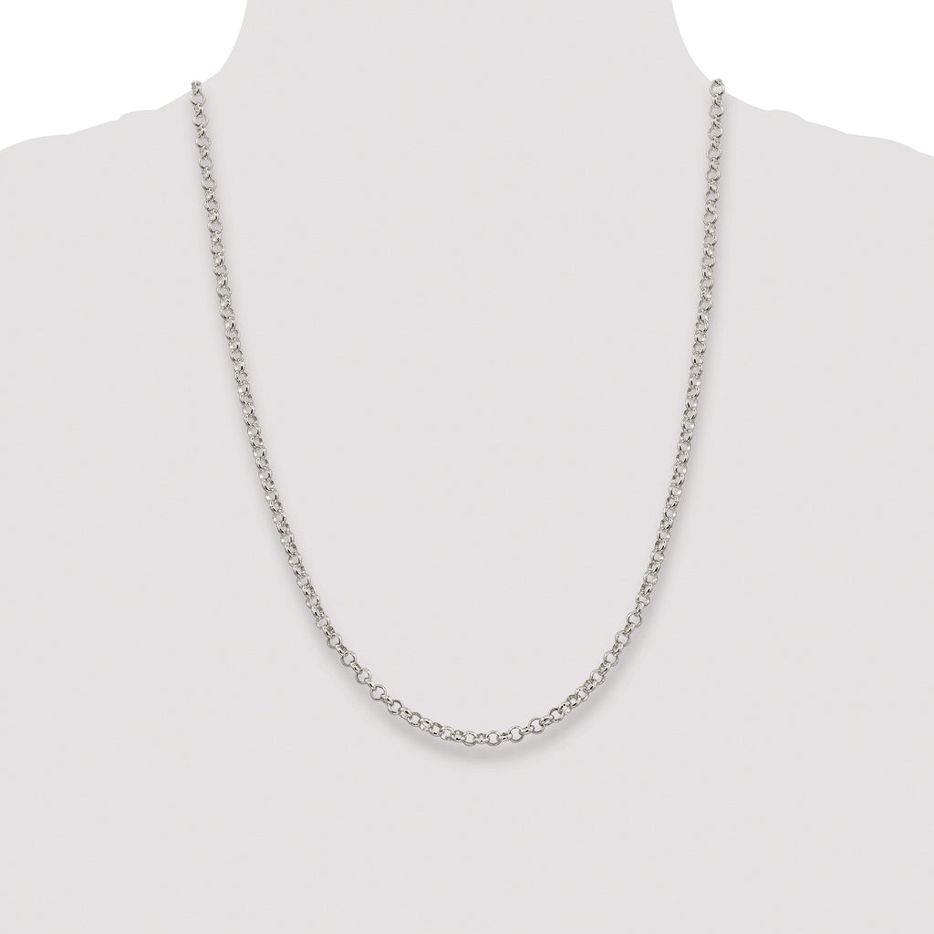 Sterling Silver Rhodium-plated 4mm Rolo Chain