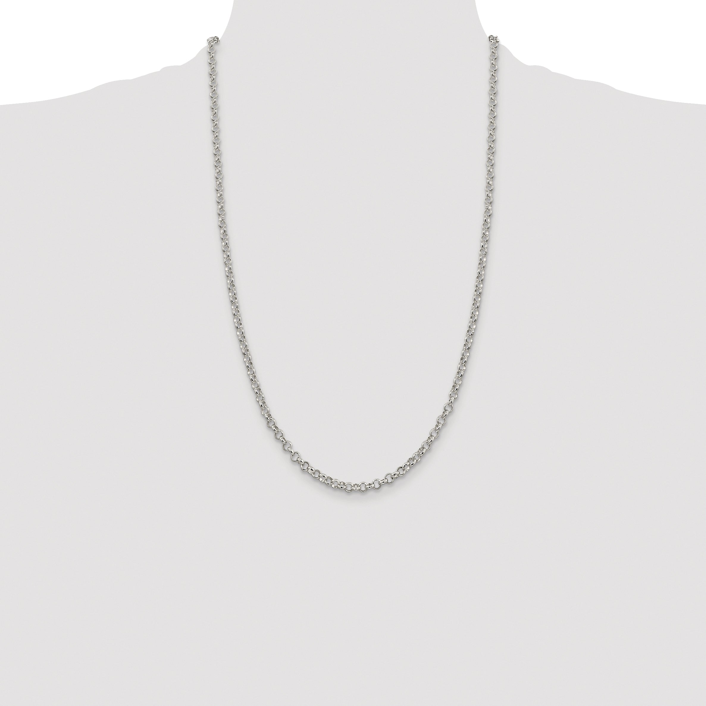 Sterling Silver Rhodium-plated 4mm Rolo Chain
