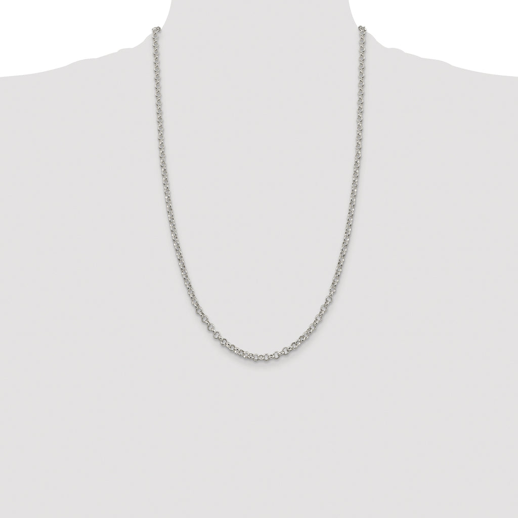 Sterling Silver Rhodium-plated 4mm Rolo Chain