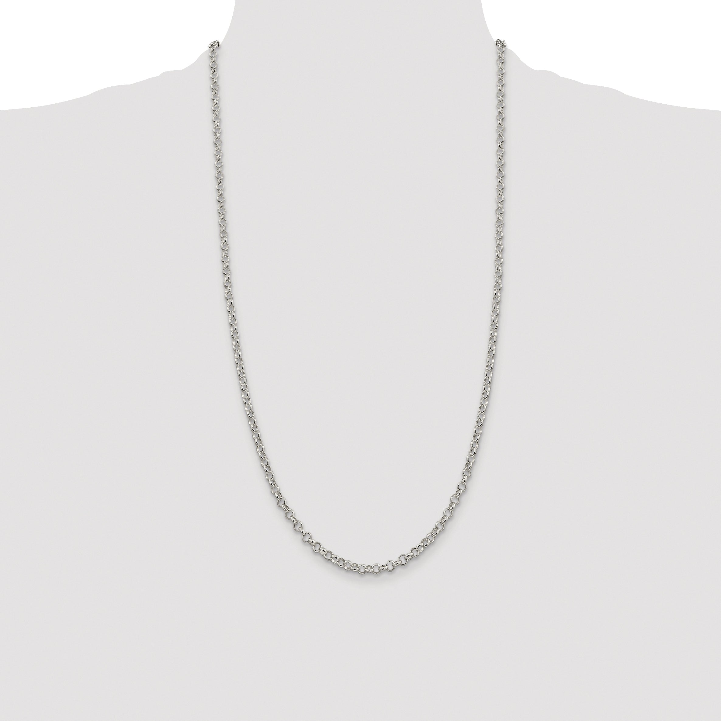 Sterling Silver Rhodium-plated 4mm Rolo Chain