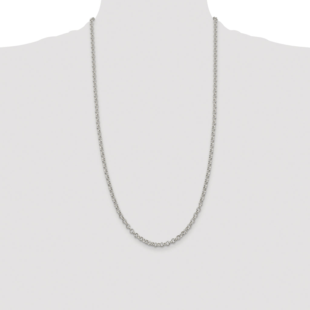 Sterling Silver Rhodium-plated 4mm Rolo Chain