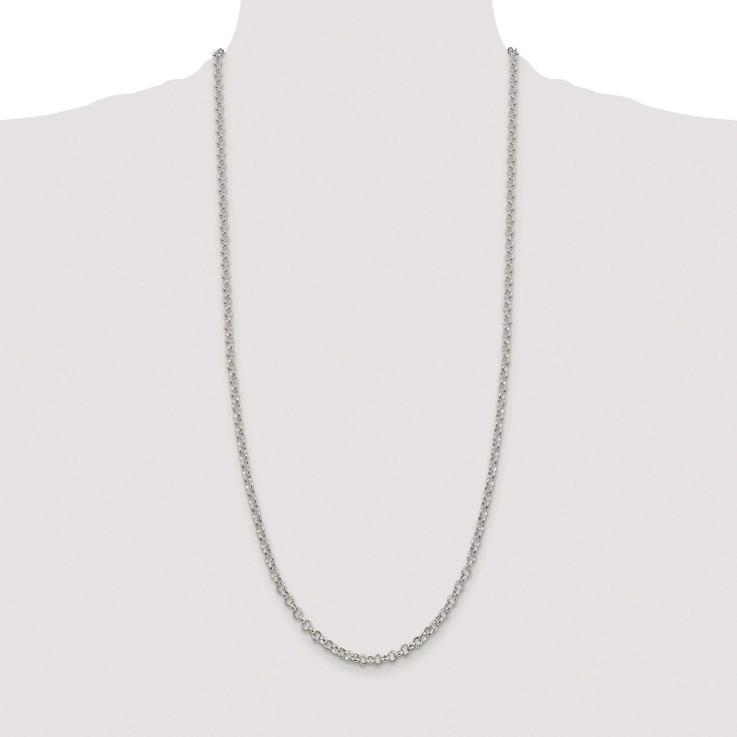 Sterling Silver Rhodium-plated 4mm Rolo Chain