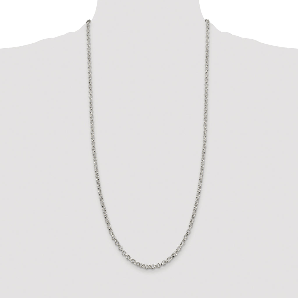 Sterling Silver Rhodium-plated 4mm Rolo Chain