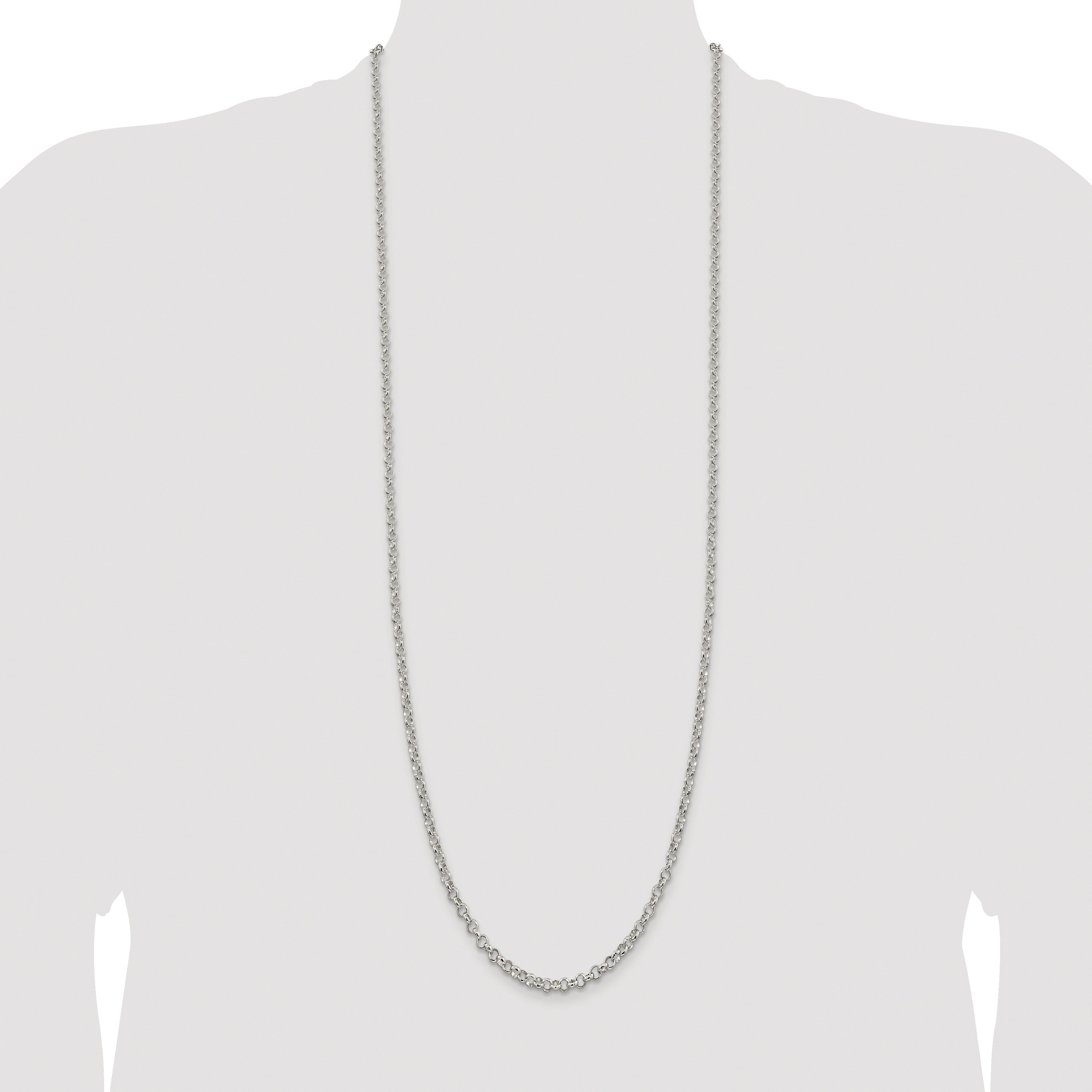 Sterling Silver Rhodium-plated 4mm Rolo Chain