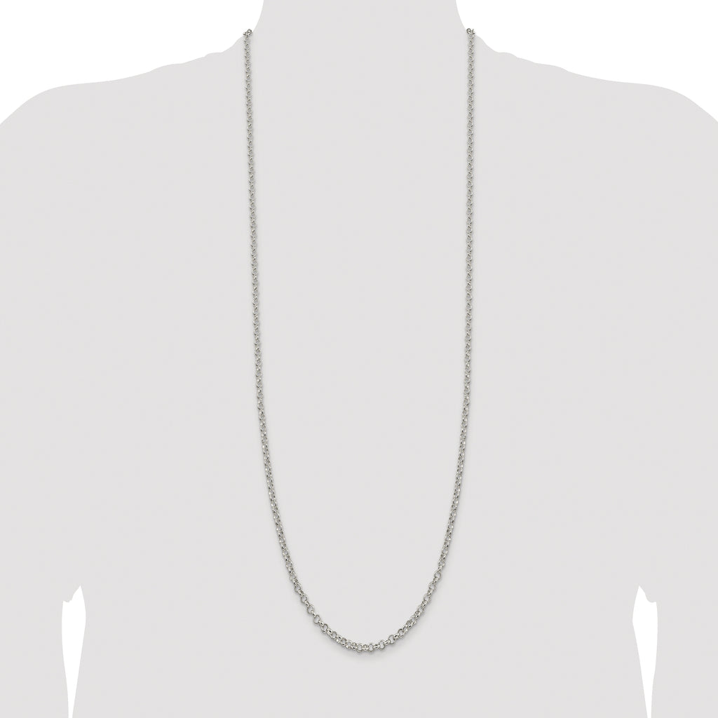Sterling Silver Rhodium-plated 4mm Rolo Chain