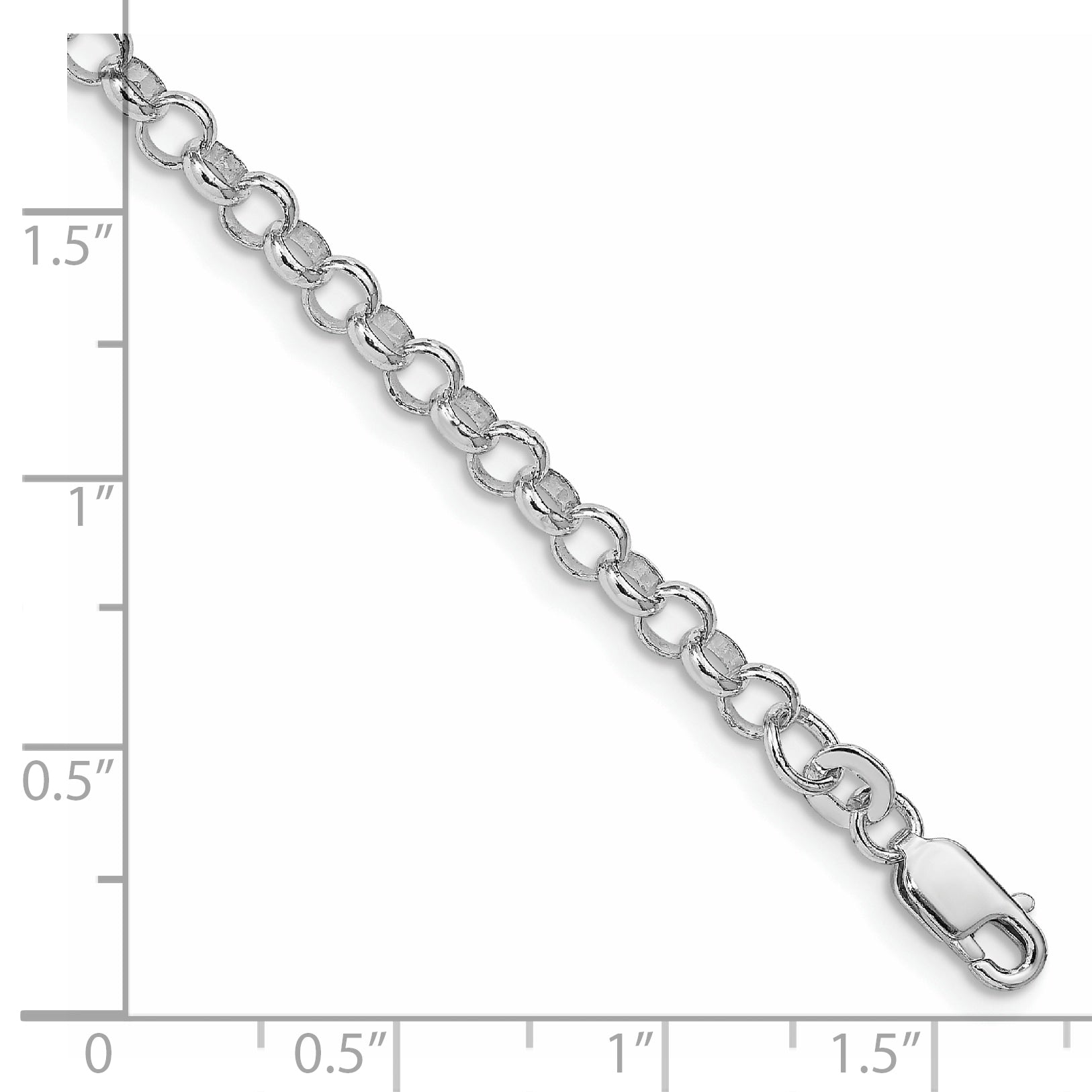 Sterling Silver Rhodium-plated 4mm Rolo Chain